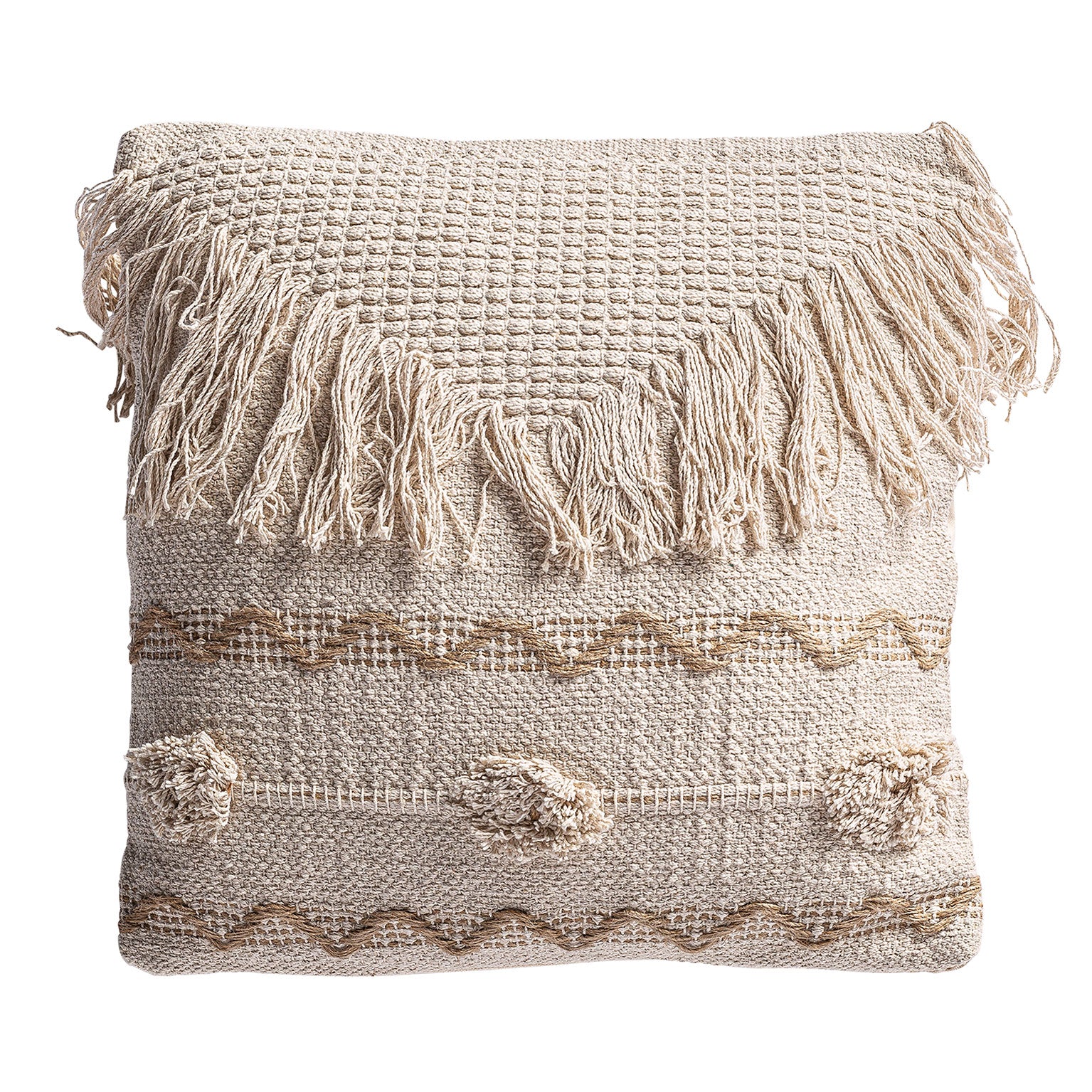 LJUSVIT Embroidered Jute Cushion