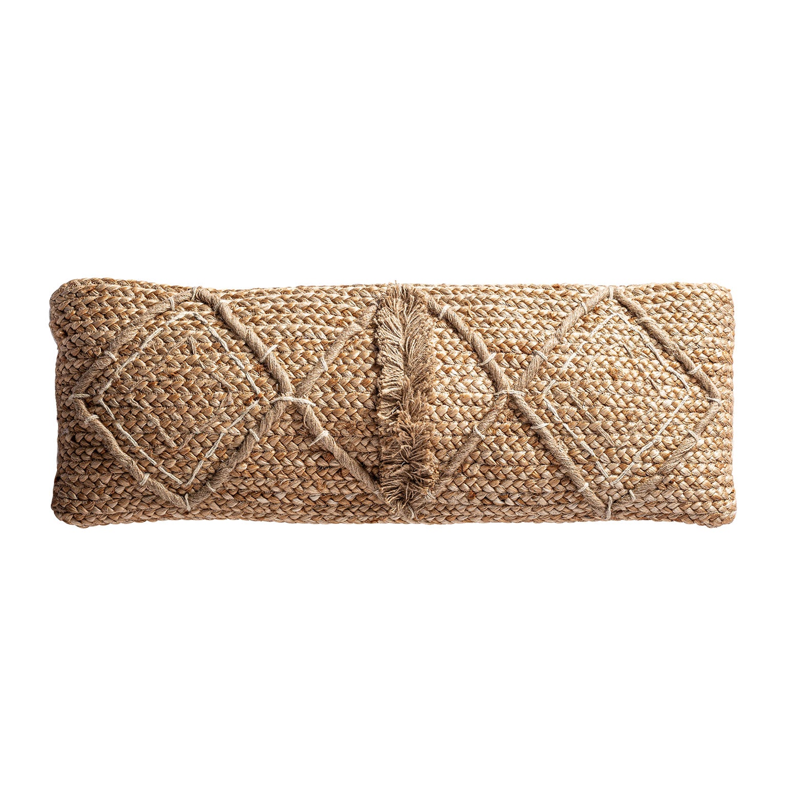 Amely Vintage Jute Cushion — Brown Embroidered