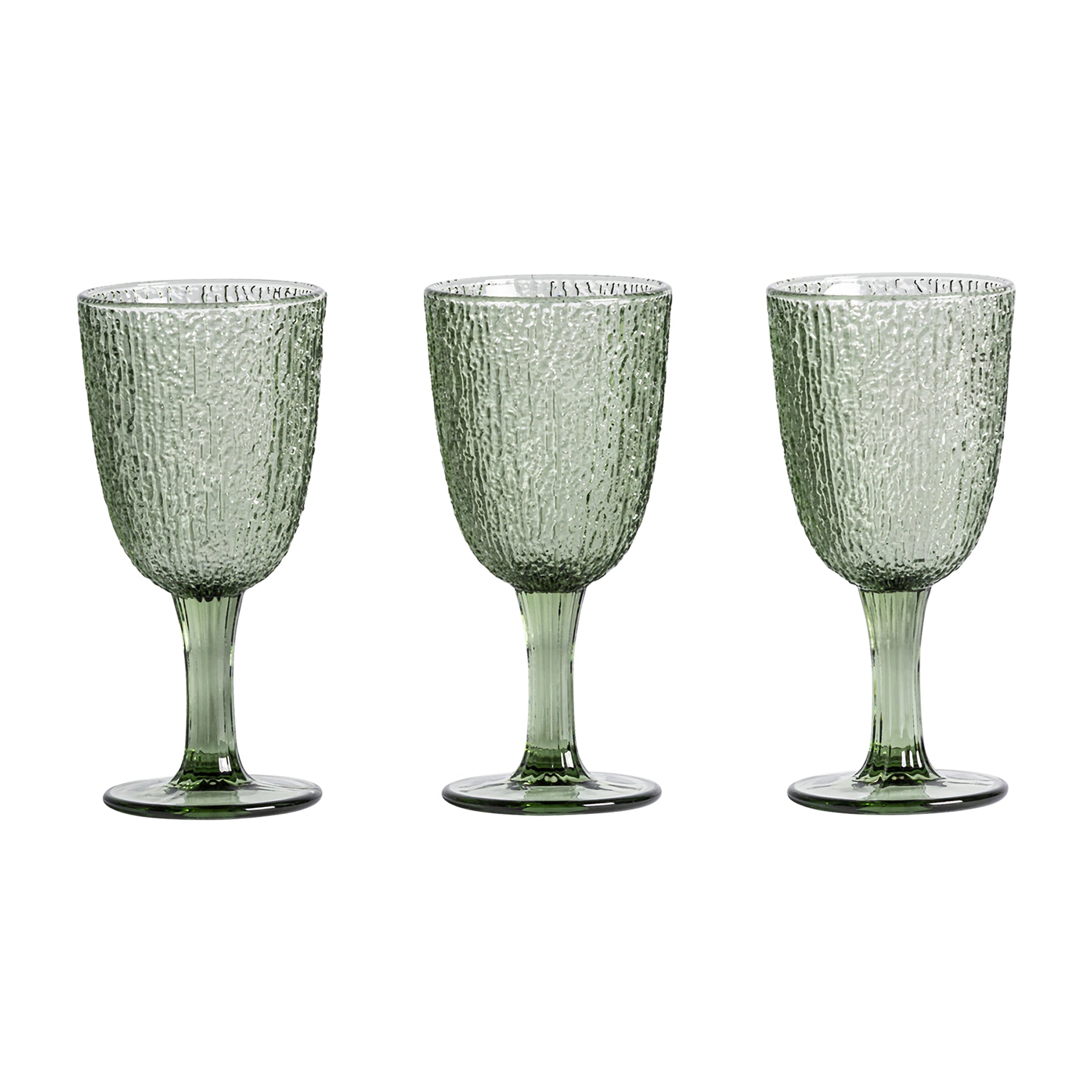 Moss Glass Set of 3 - Textured Green Crystal Glassware
