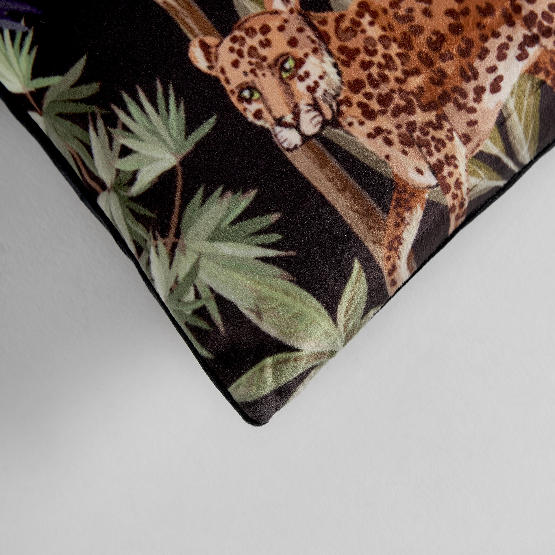 Aldora Square Velvet Cushion - Black Provençal Style Removable Cover
