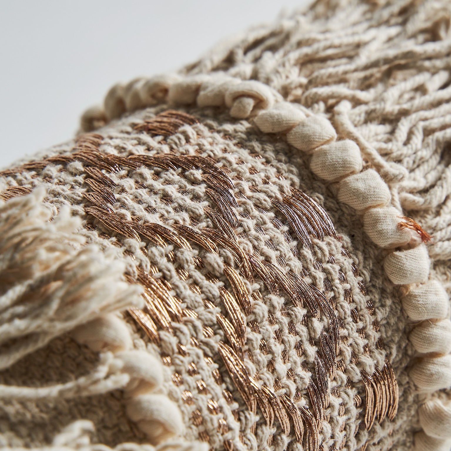 Whil Embroidered Cotton Cushion - Vintage Cream