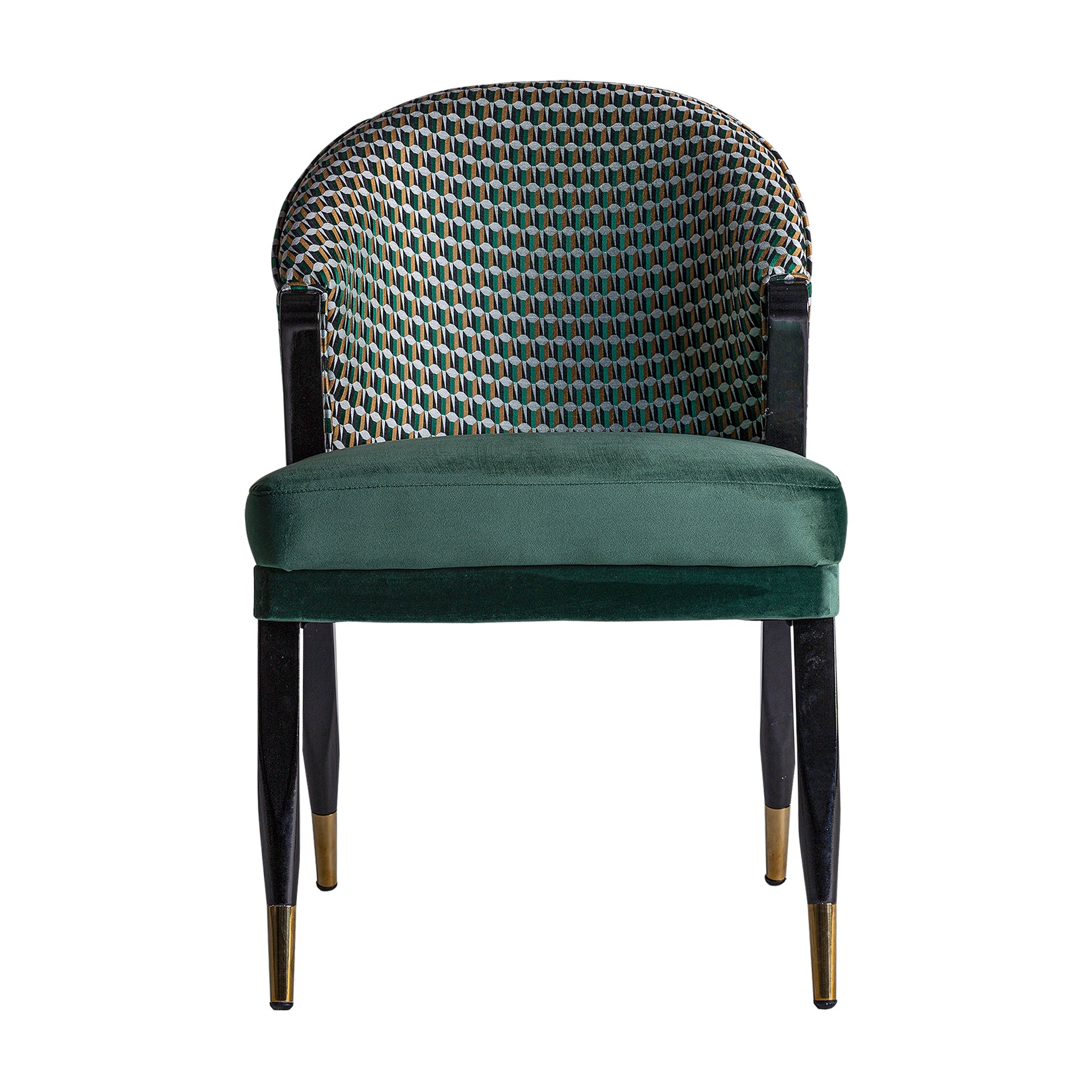 Kelheim Art Deco Velvet Chair in Green