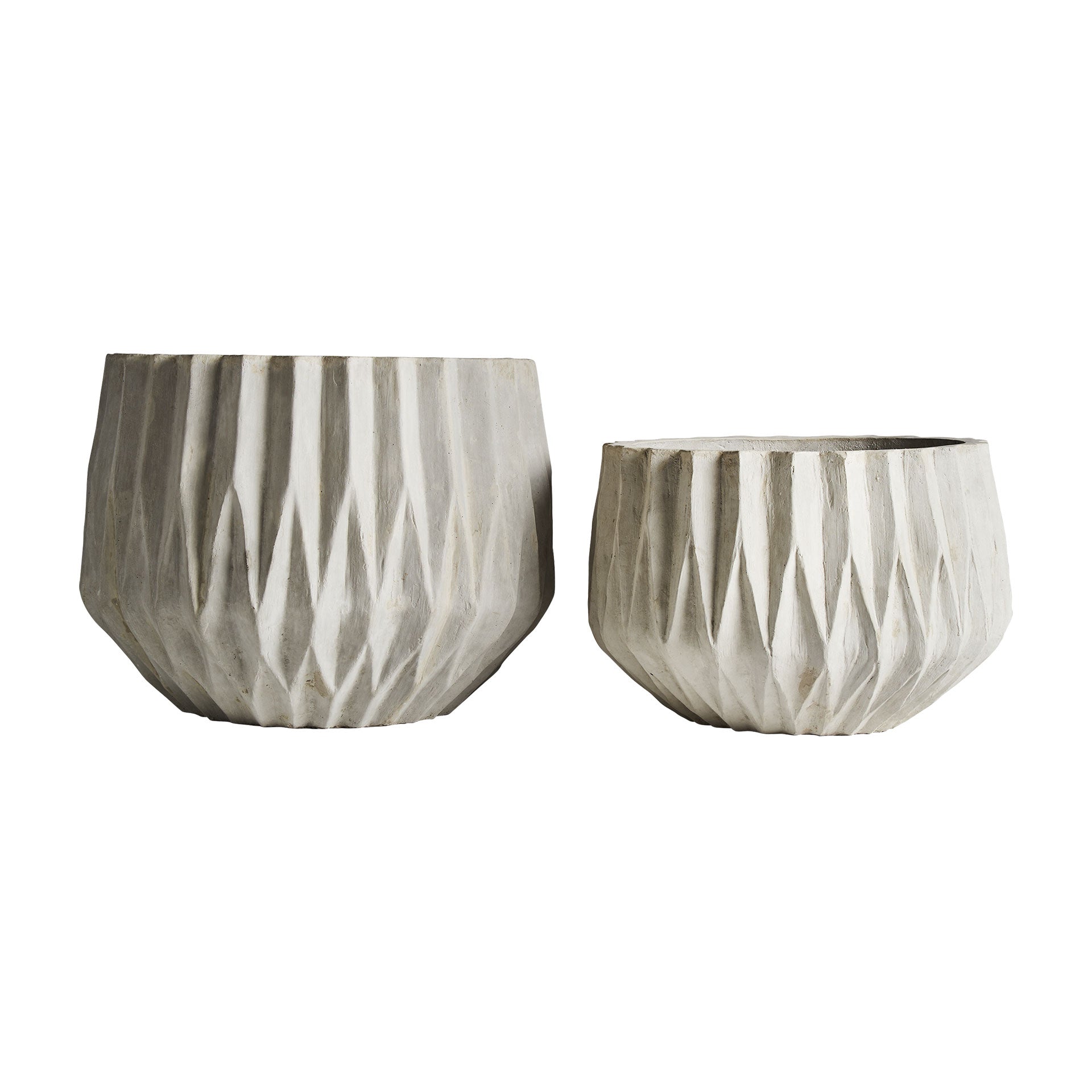 Essing Contemporary Plant Pot Set - White Ceramic (Set of 2)
