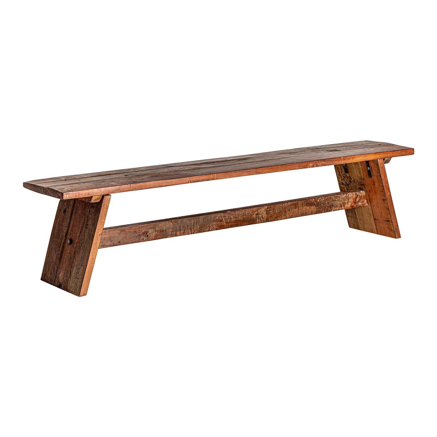 Badai Ethnic Mango Wood Bench - Distressed Brown Finish