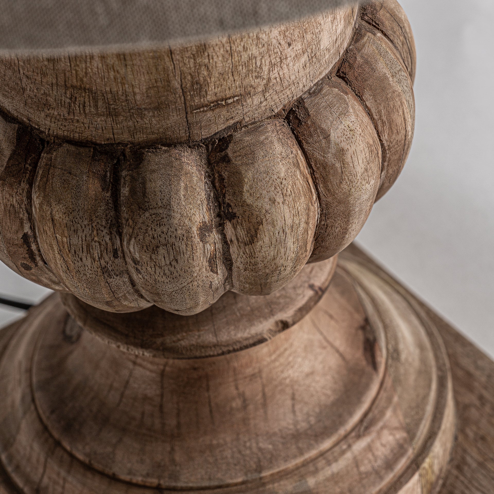 EMMA - Provençal Mango Wood Table Lamp with Cotton Shade