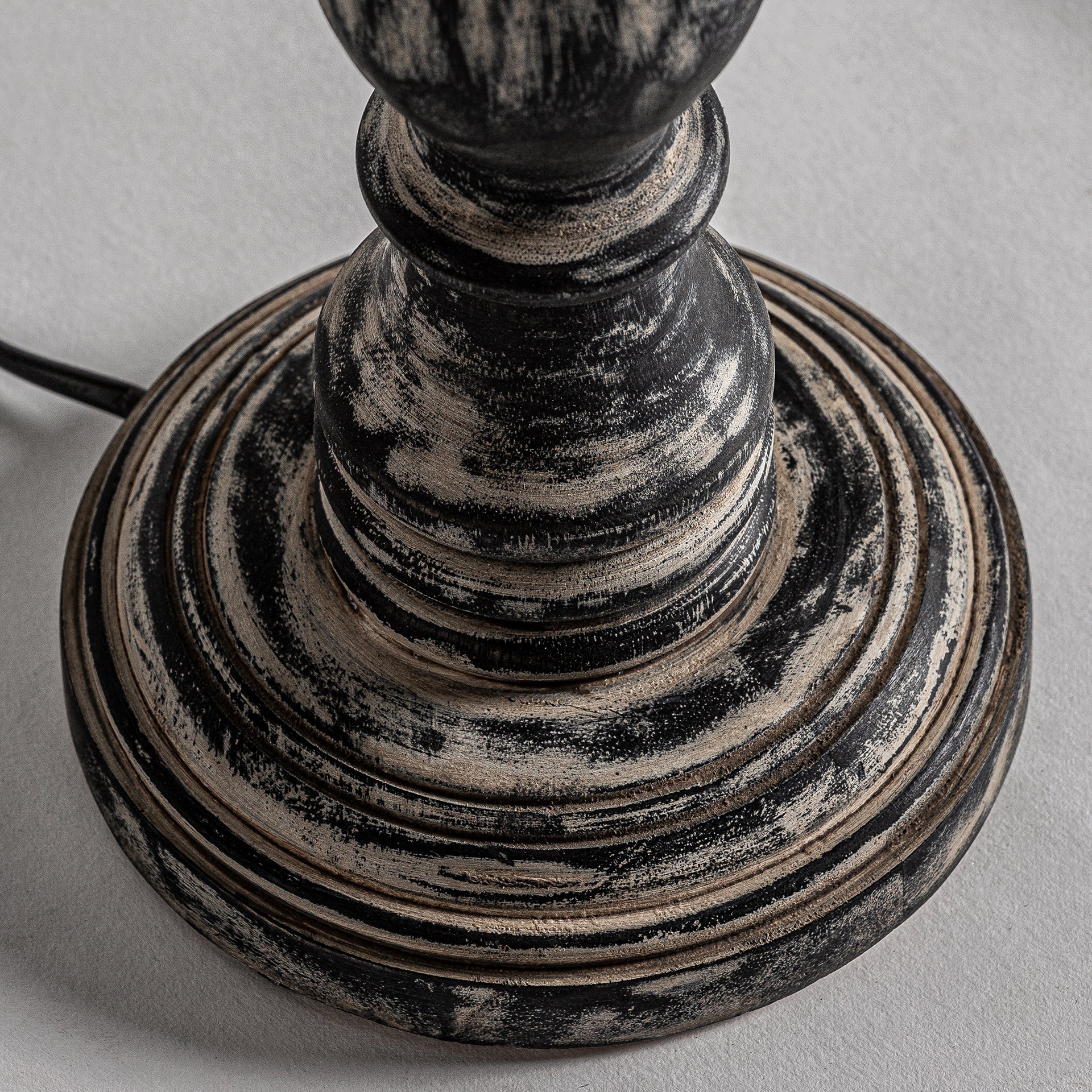 Provenzal Mango Wood Table Lamp - Black Cotton Shade