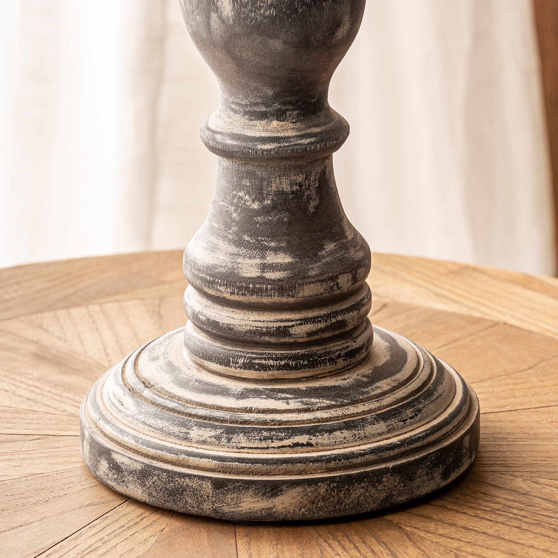 Provenzal Mango Wood Table Lamp - Black Cotton Shade