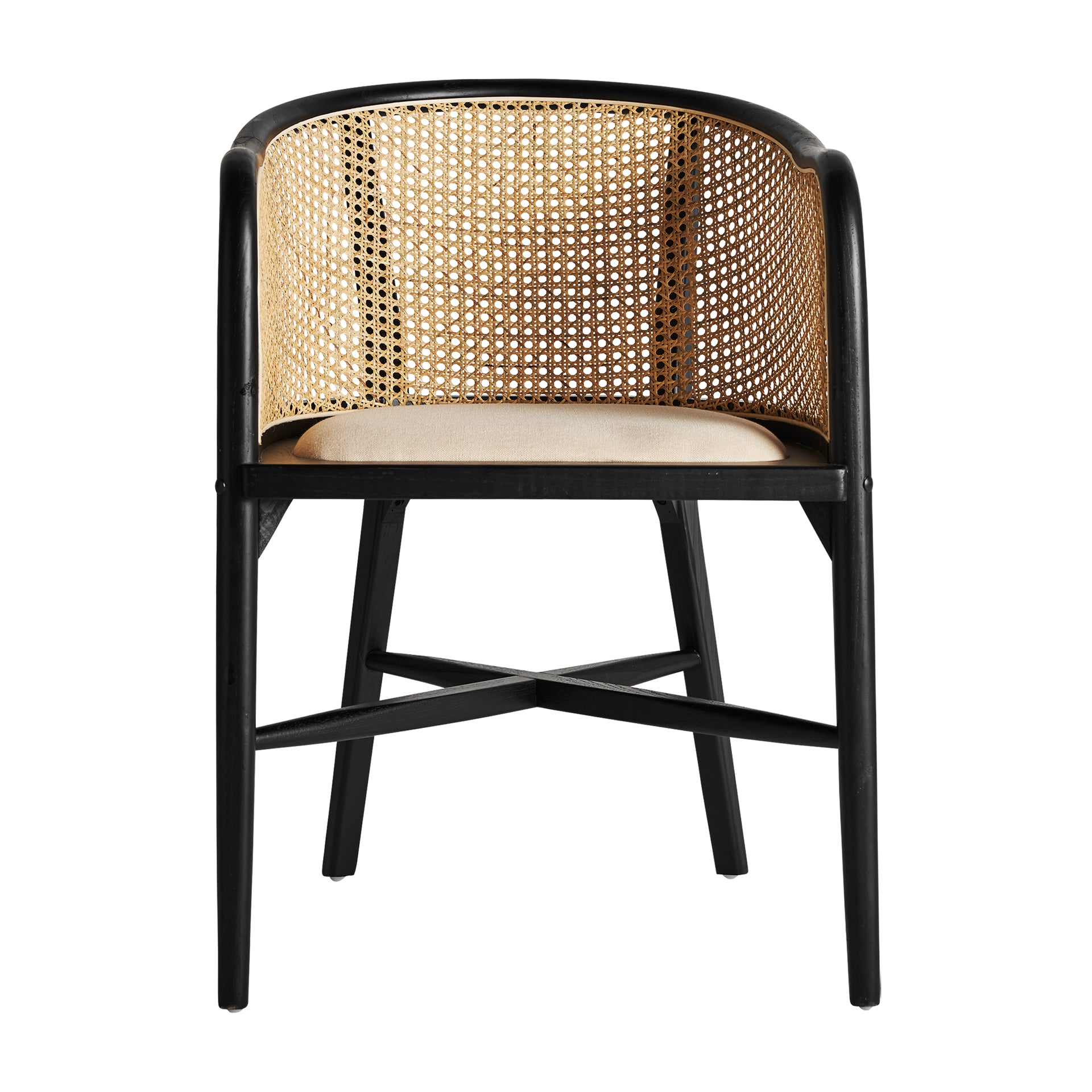 Nuchis Contemporary Birch Armchair – Black & Linen