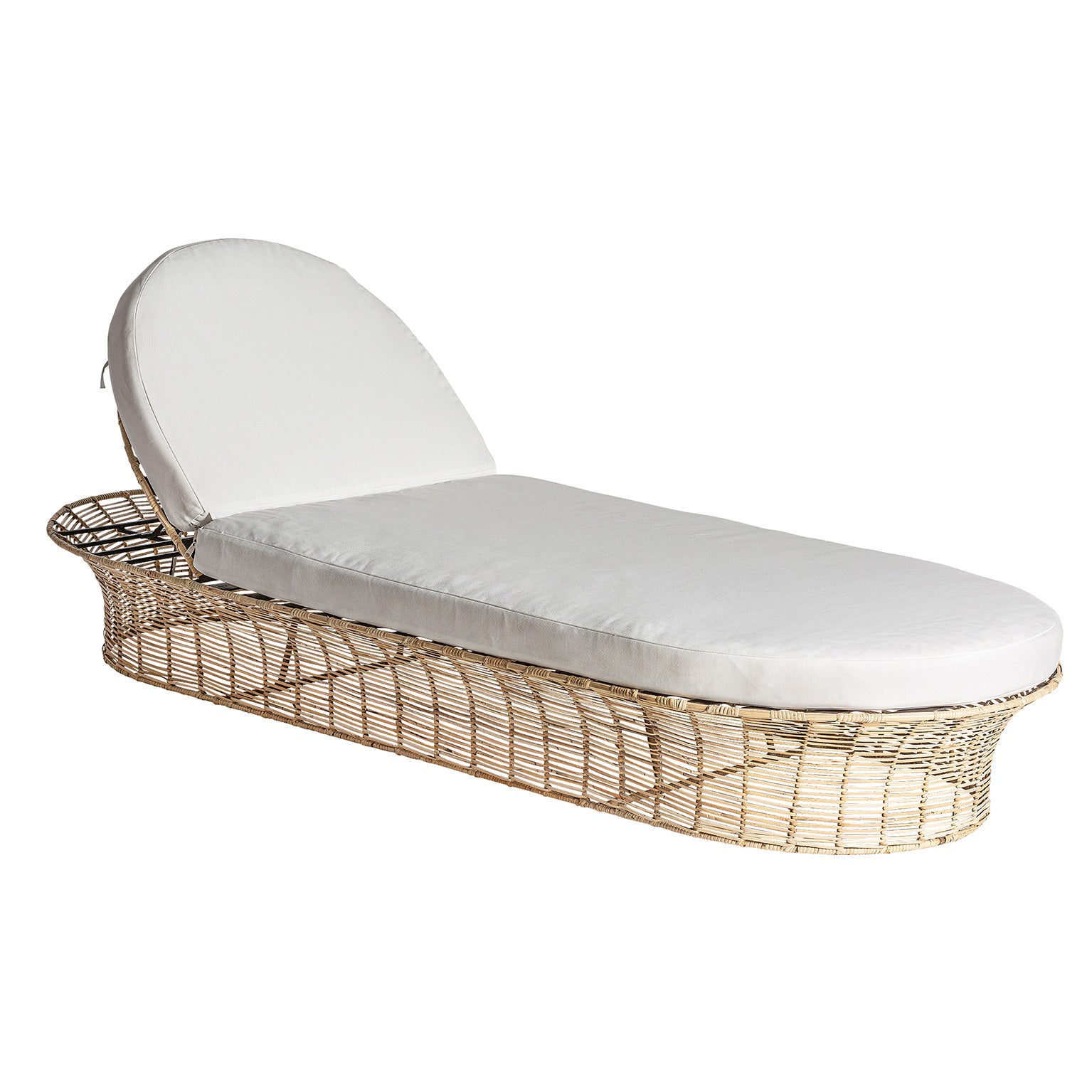 Gerb Boho Deck Chair - Light Brown Rattan with Foam