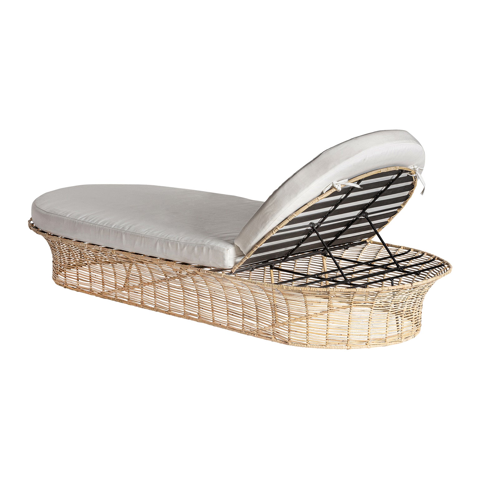 Gerb Boho Deck Chair - Light Brown Rattan with Foam