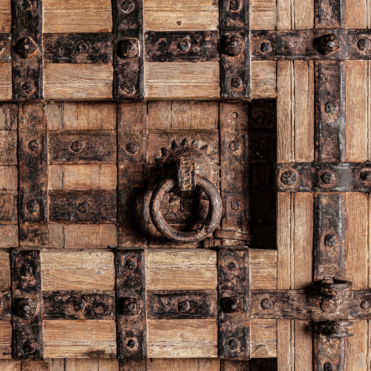 Berne Ethnic Door - Reclaimed Wood Cabinet Door in Distressed Brown