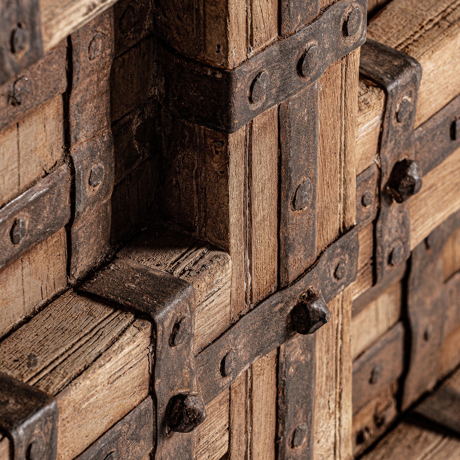 Berne Ethnic Door - Reclaimed Wood Cabinet Door in Distressed Brown