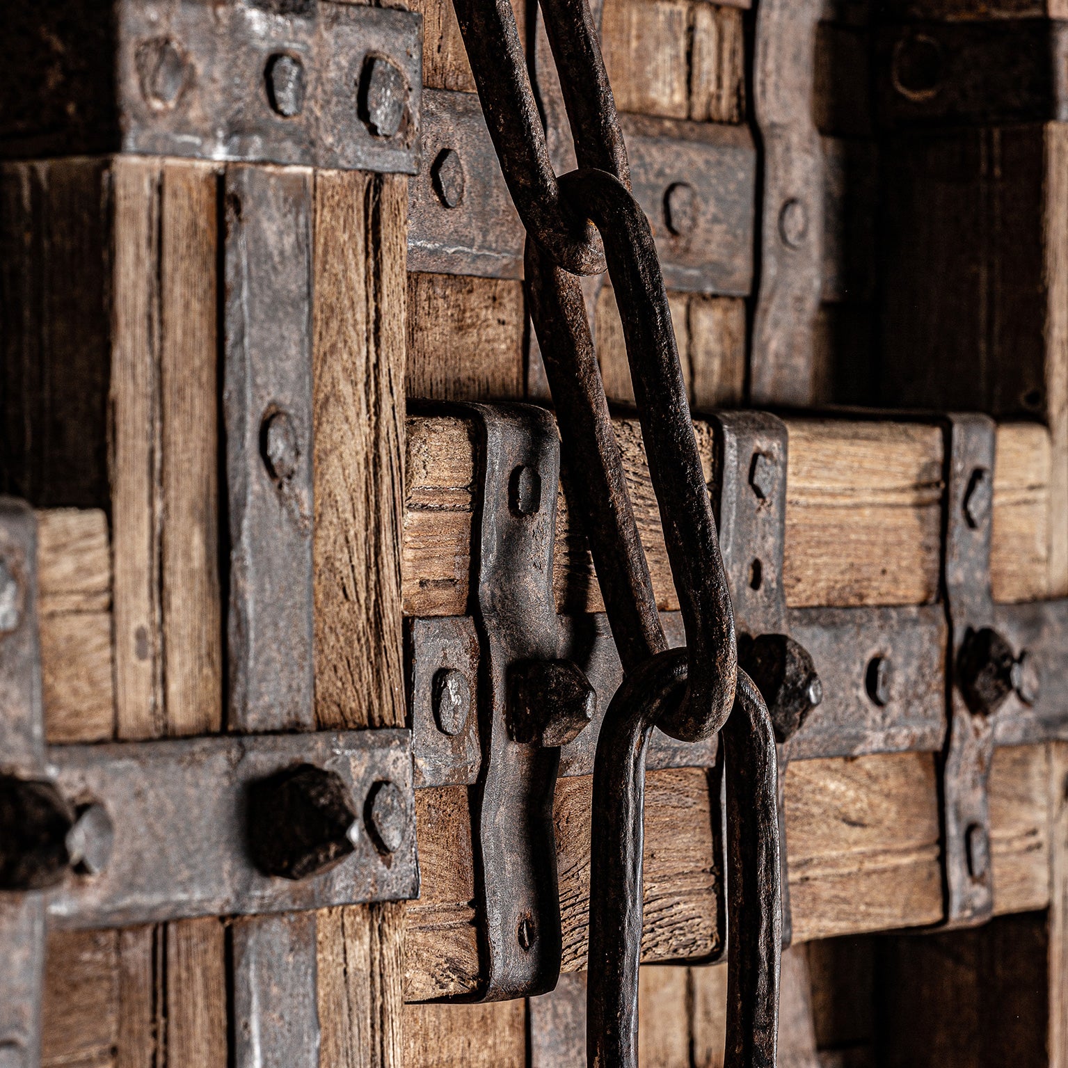 Berne Ethnic Door - Reclaimed Wood Cabinet Door in Distressed Brown