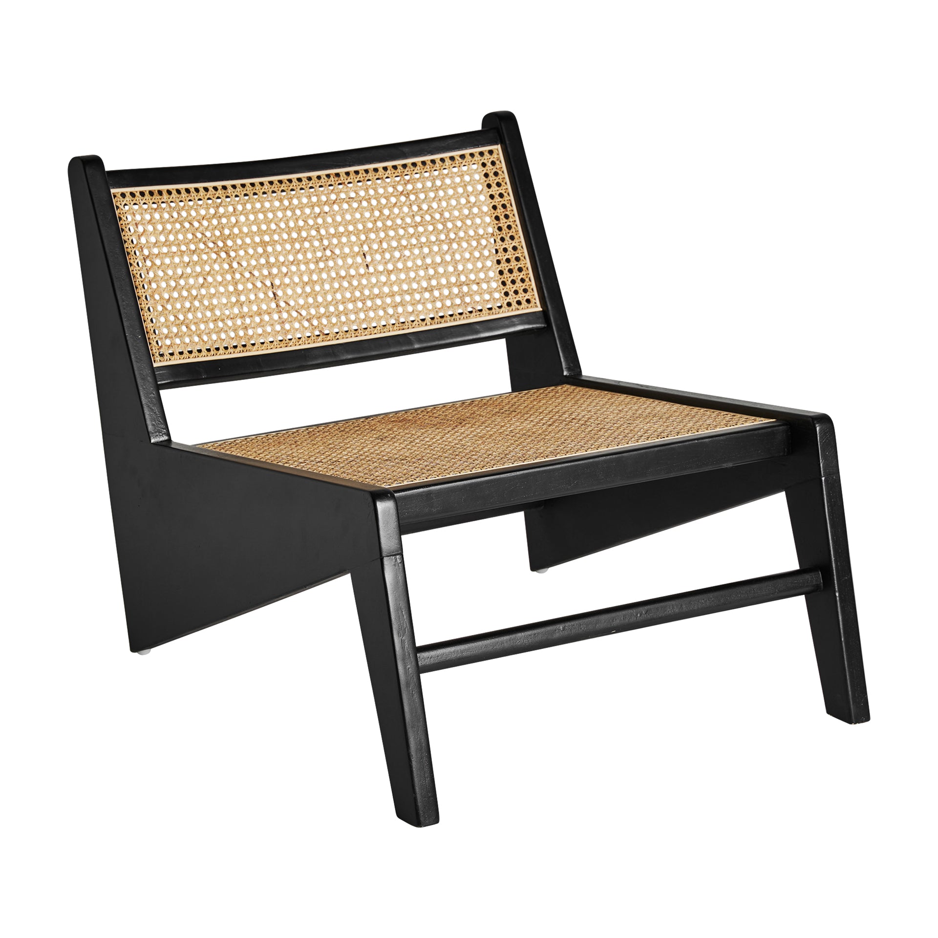 SEON Contemporary Rattan Armchair - Black Elm & Light Brown