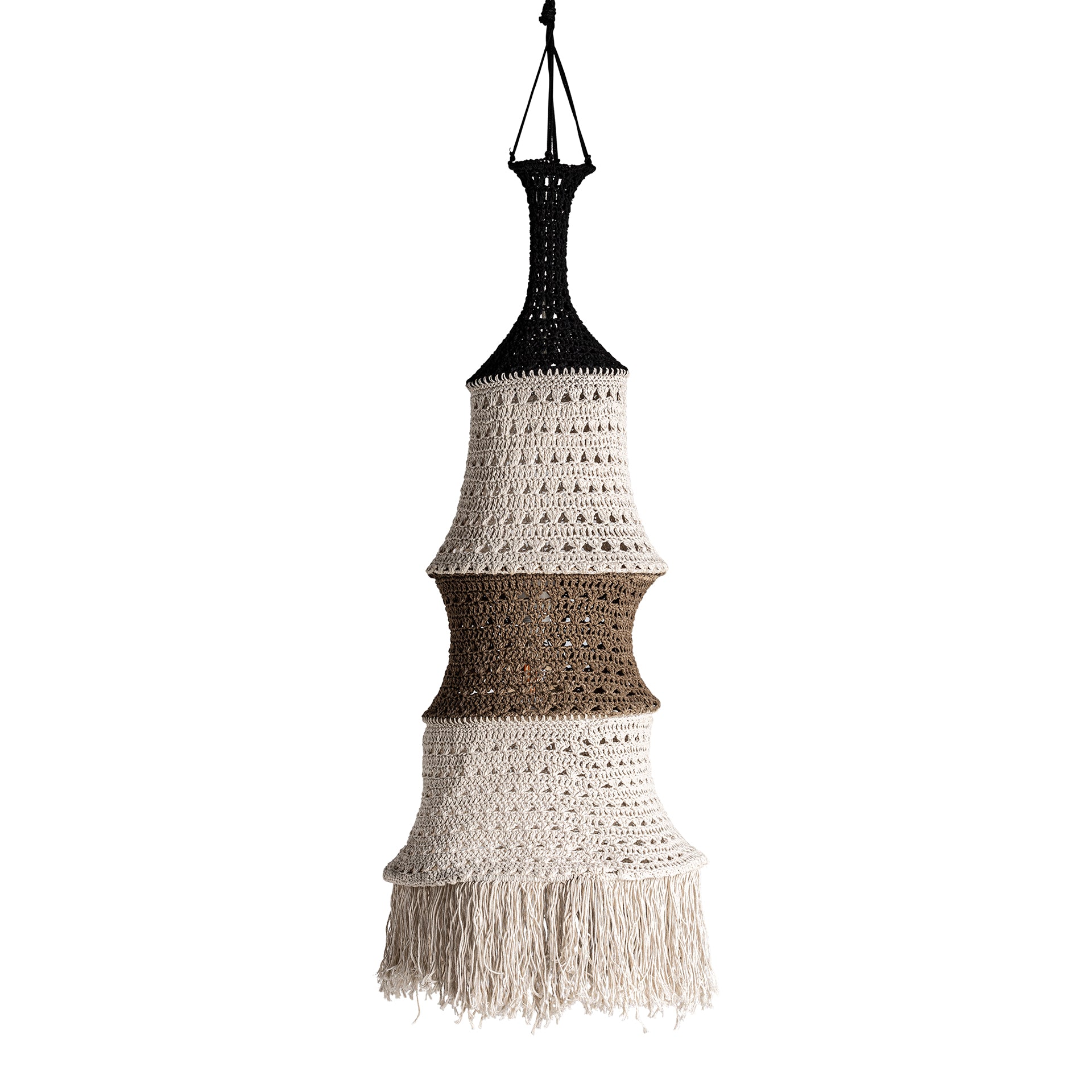 White Cotton Ceiling Lamp - Ethnic Style Pendant Light