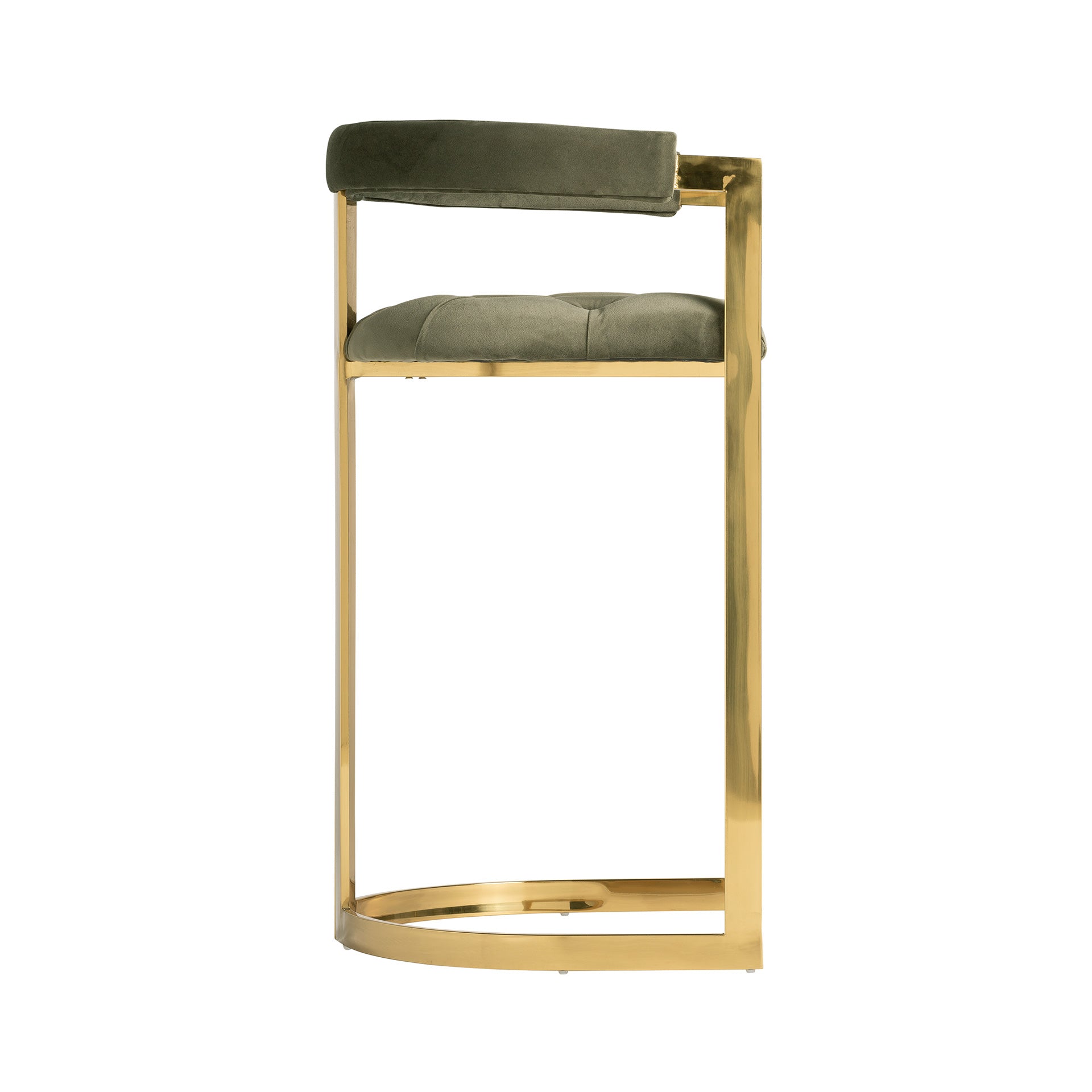 Art Deco Green Stool - Pine & Stainless Steel High Stool