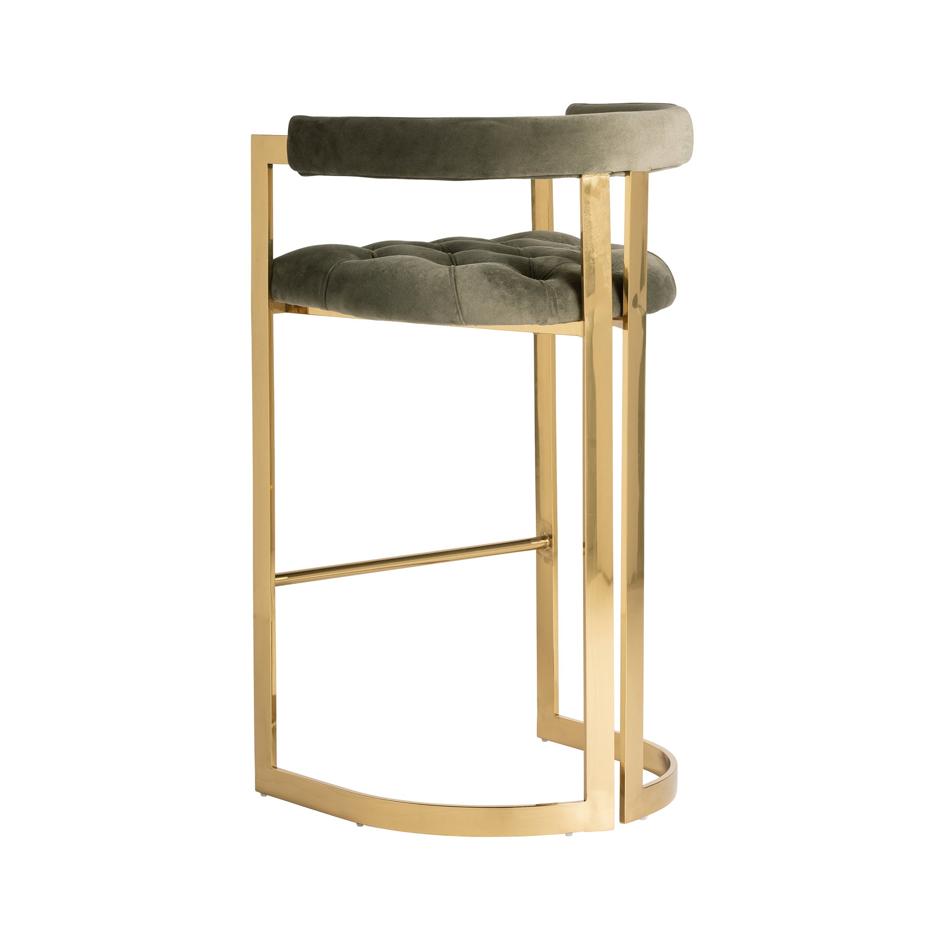 Art Deco Green Stool - Pine & Stainless Steel High Stool