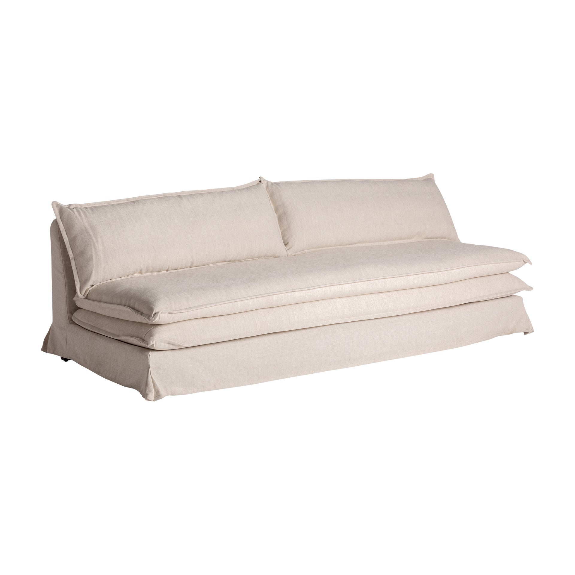 Ospizio Contemporary Sofa - Black Pine Wood & Off-White Upholstery