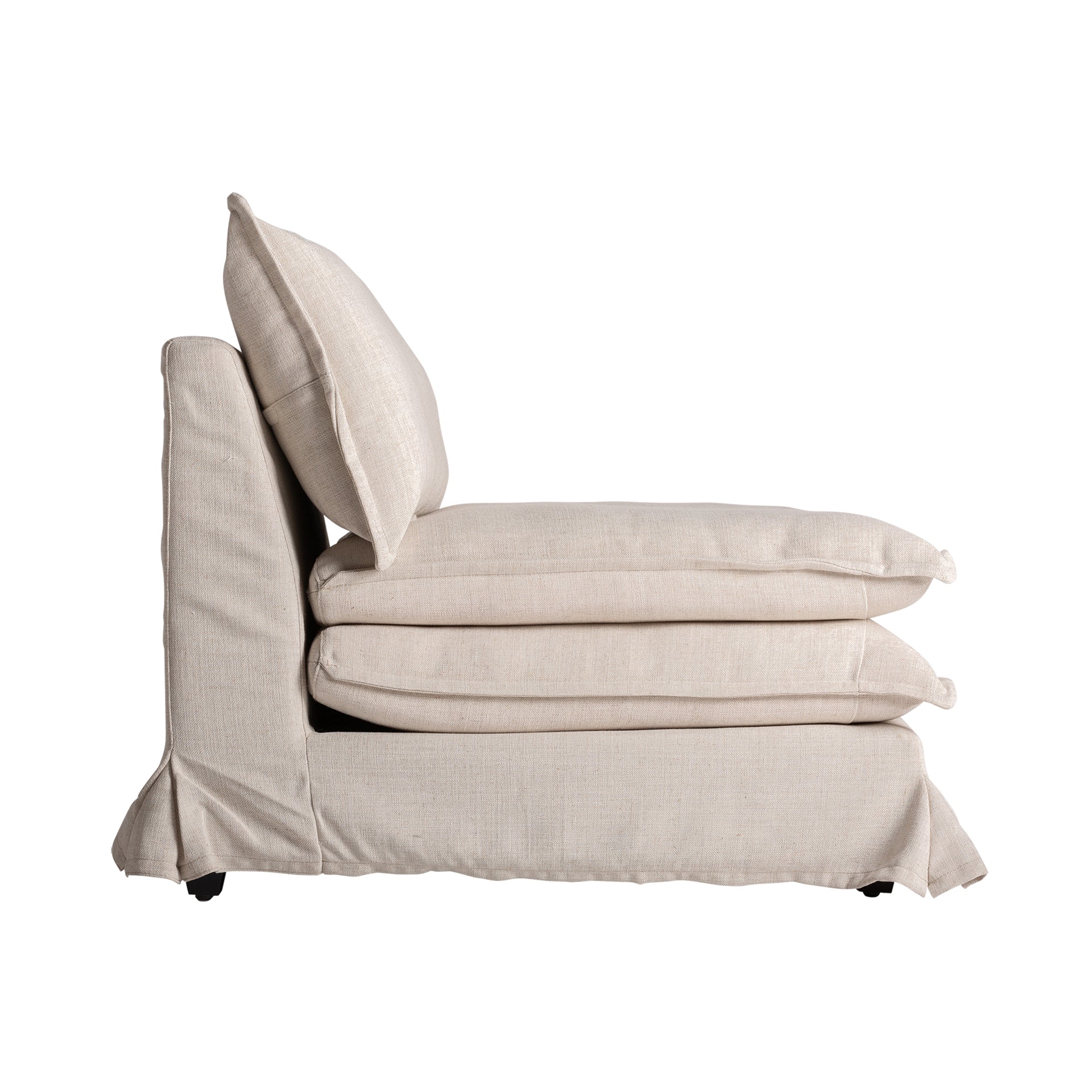 Ospizio Contemporary Sofa - Black Pine Wood & Off-White Upholstery