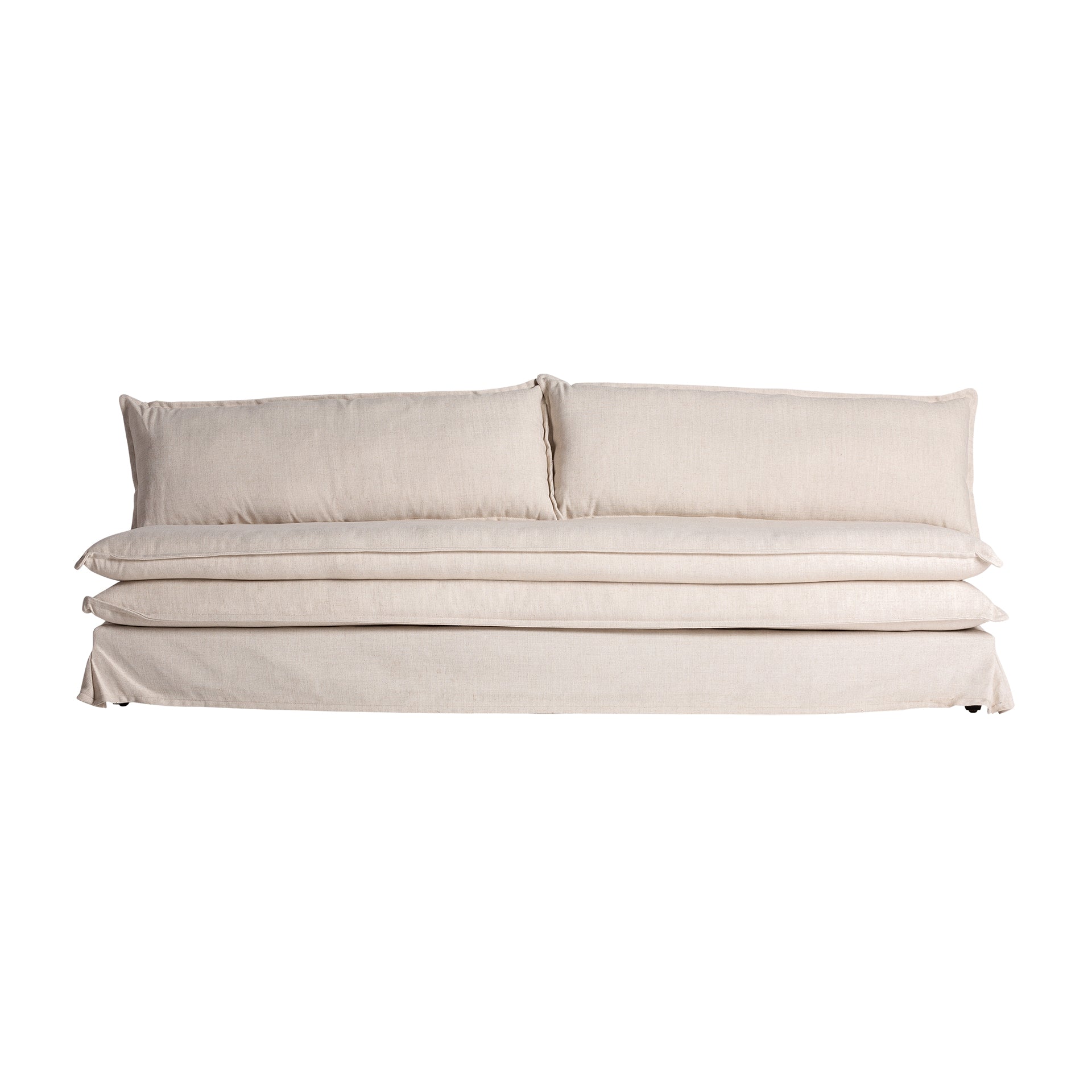 Ospizio Contemporary Sofa - Black Pine Wood & Off-White Upholstery