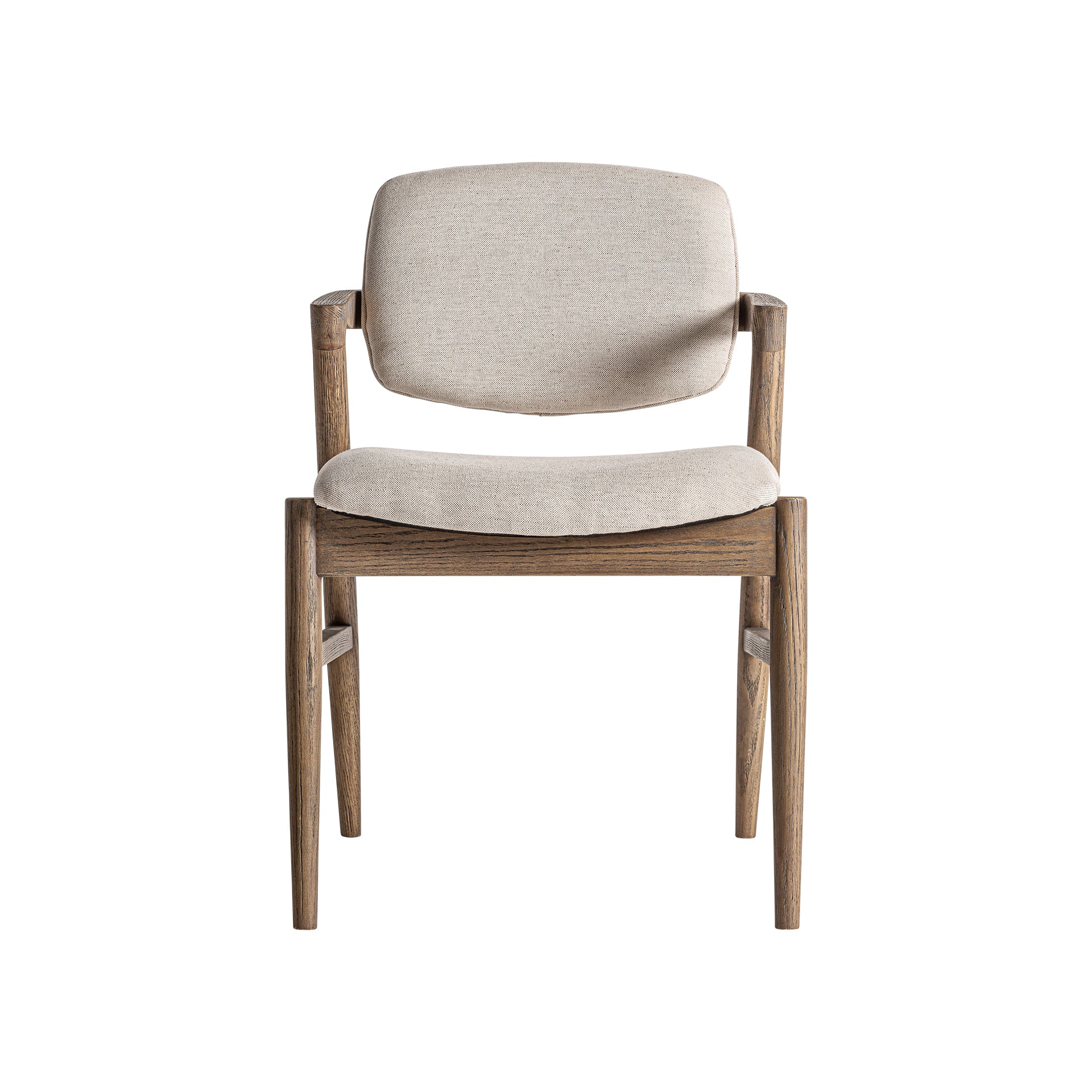 Polch Art Deco Linen Chair – Brown Beige Ash Wood