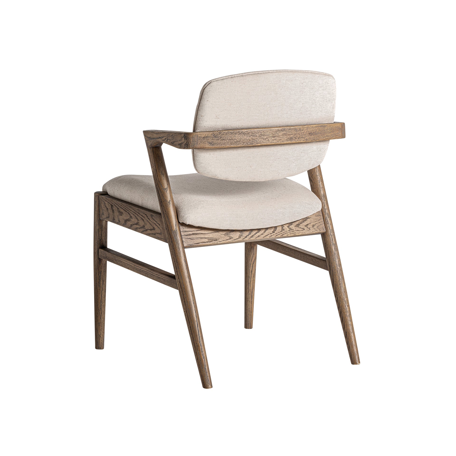 Polch Art Deco Linen Chair – Brown Beige Ash Wood