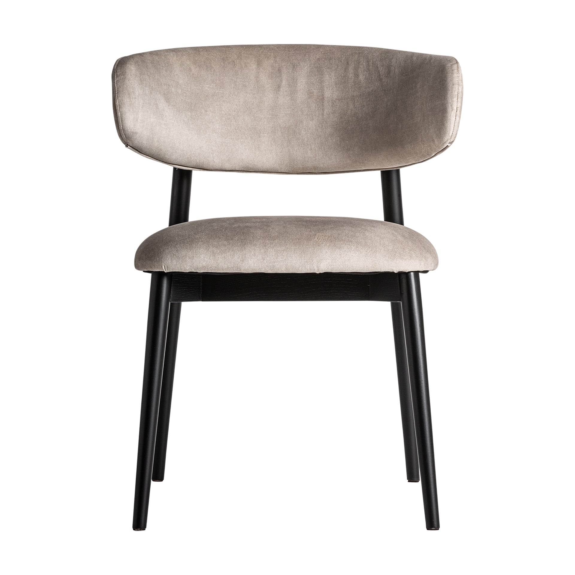 Zell Art Deco Chair — Beige Polyester & Black Maple Wood