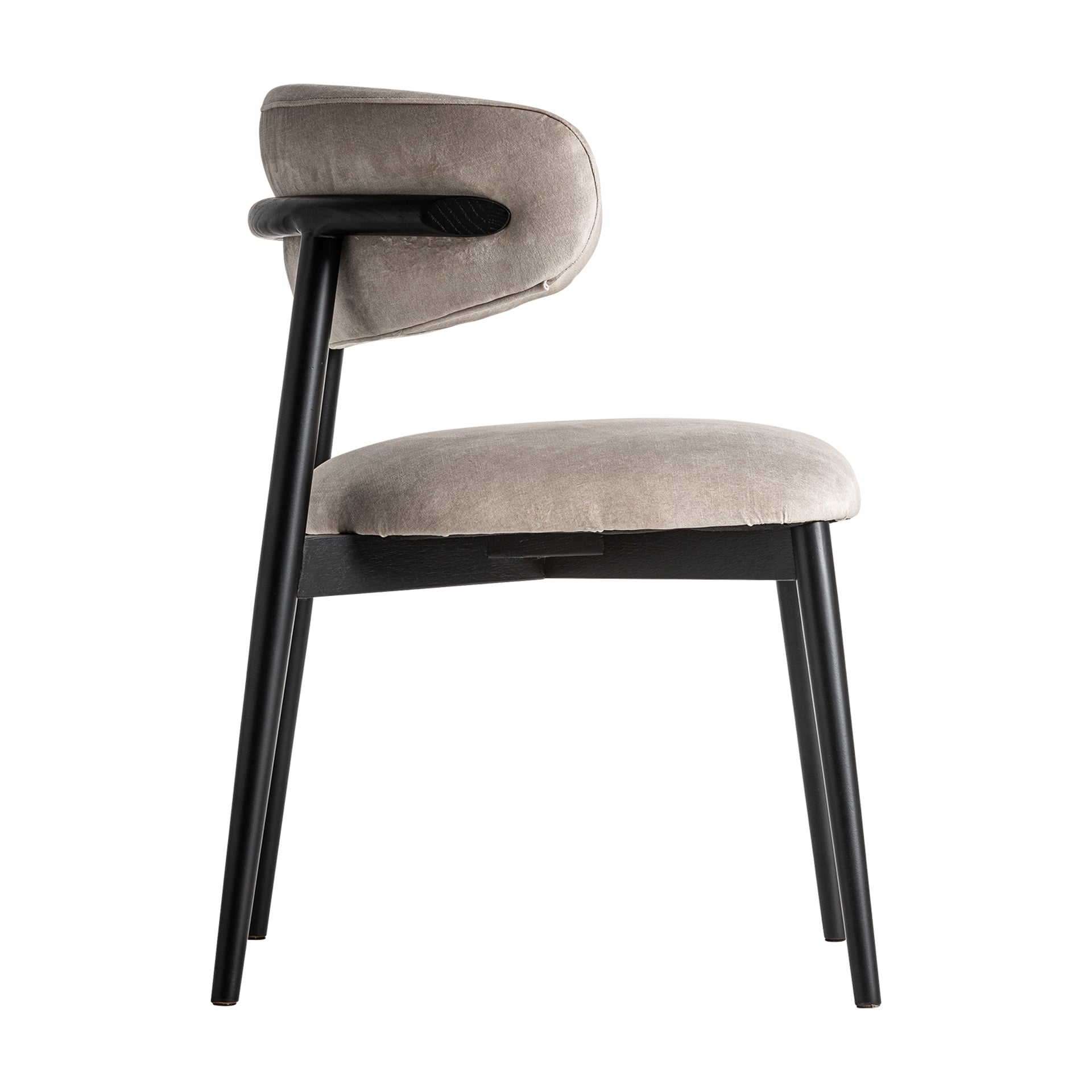 Zell Art Deco Chair — Beige Polyester & Black Maple Wood