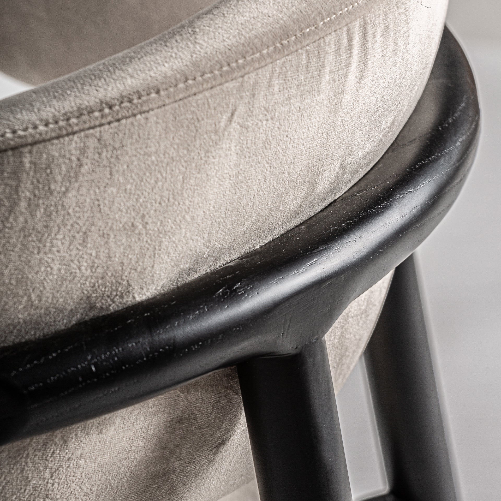 Zell Art Deco Chair — Beige Polyester & Black Maple Wood