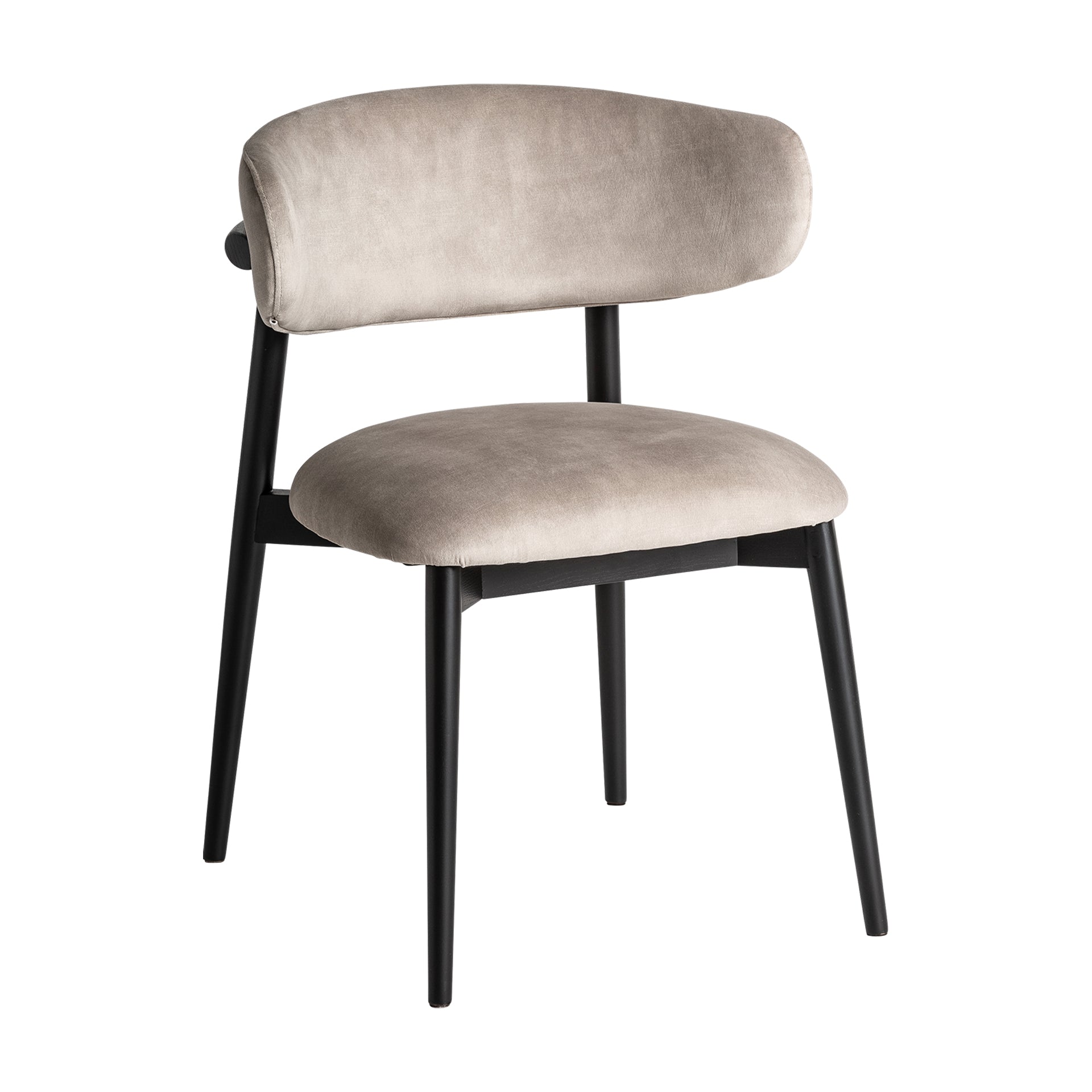 Zell Art Deco Chair — Beige Polyester & Black Maple Wood