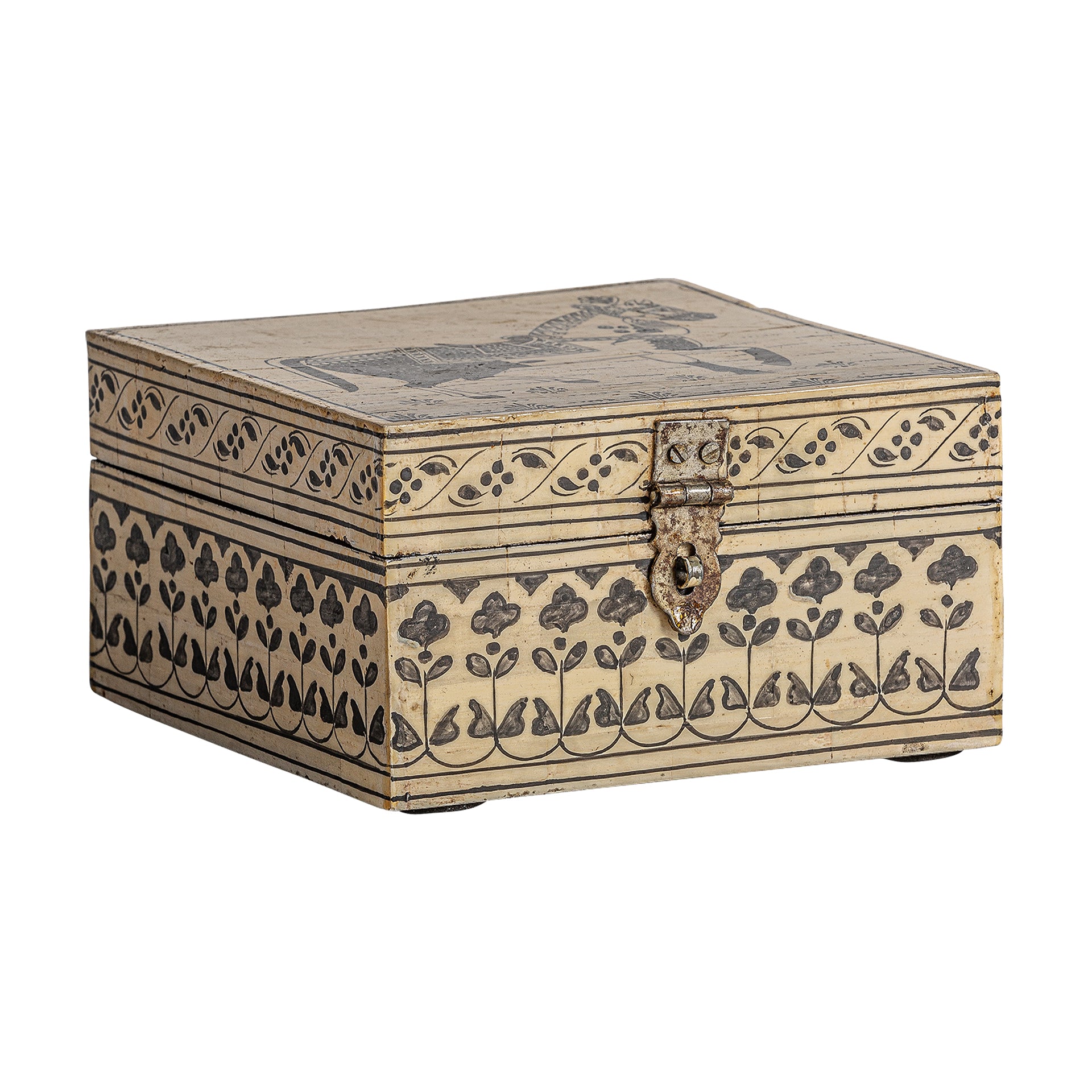 Smyckeskrin Art Deco Jewelry Box - Square Beige Resin Storage