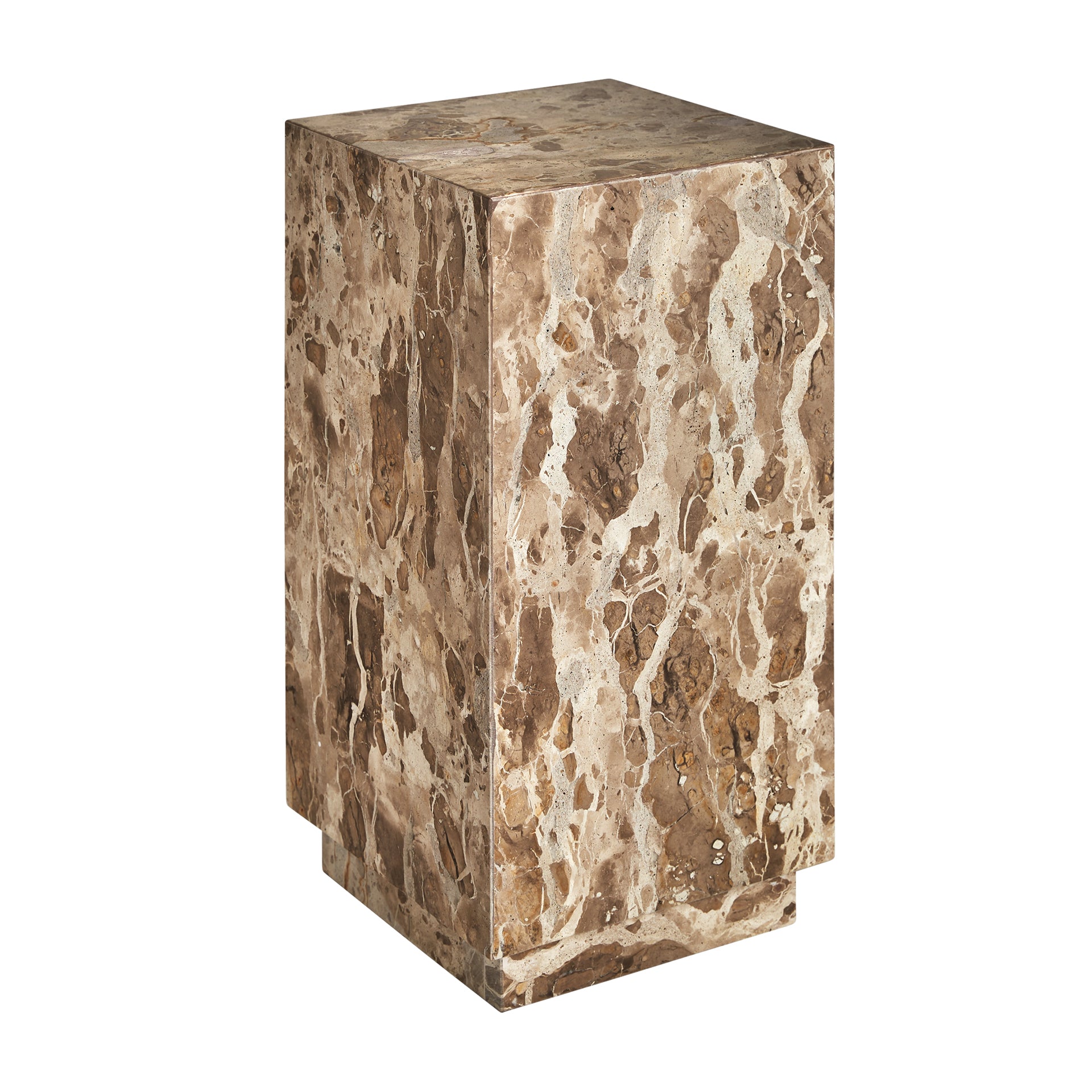 Grov Art Deco Side Table - Beige Marble Luxury Accent