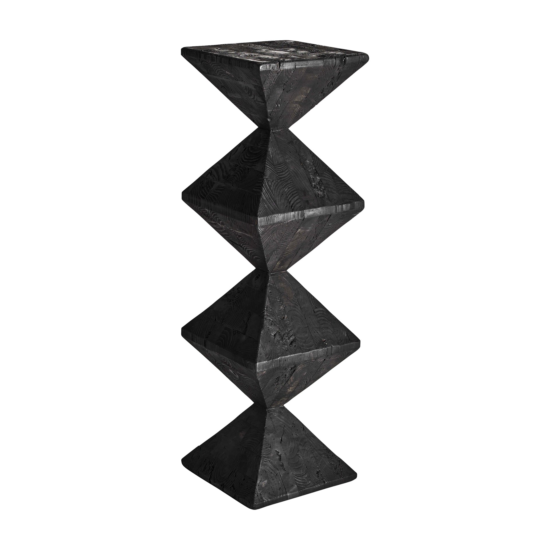 Vievy Art Deco Pedestal - Recycled Pine Wood Black