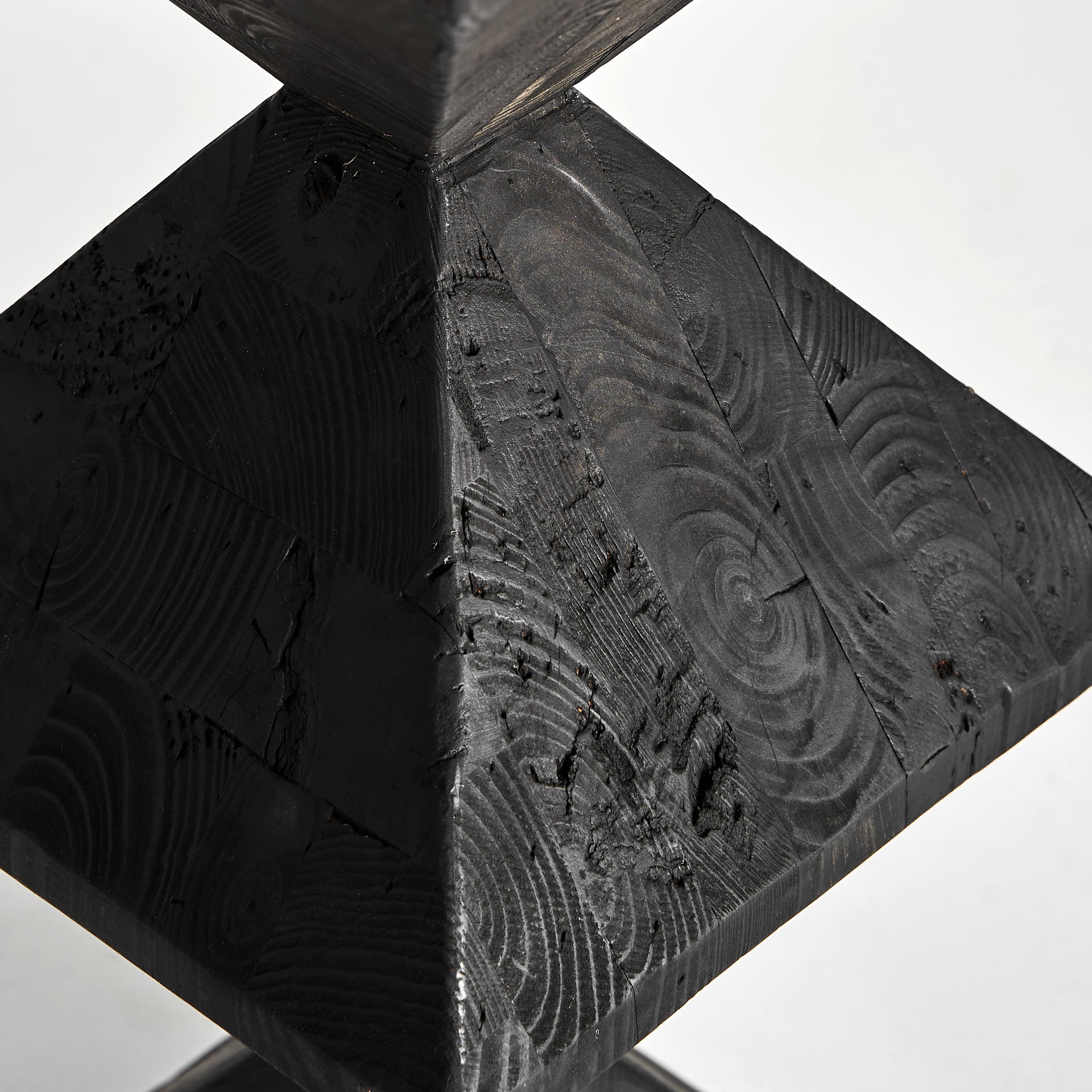 Vievy Art Deco Pedestal - Recycled Pine Wood Black