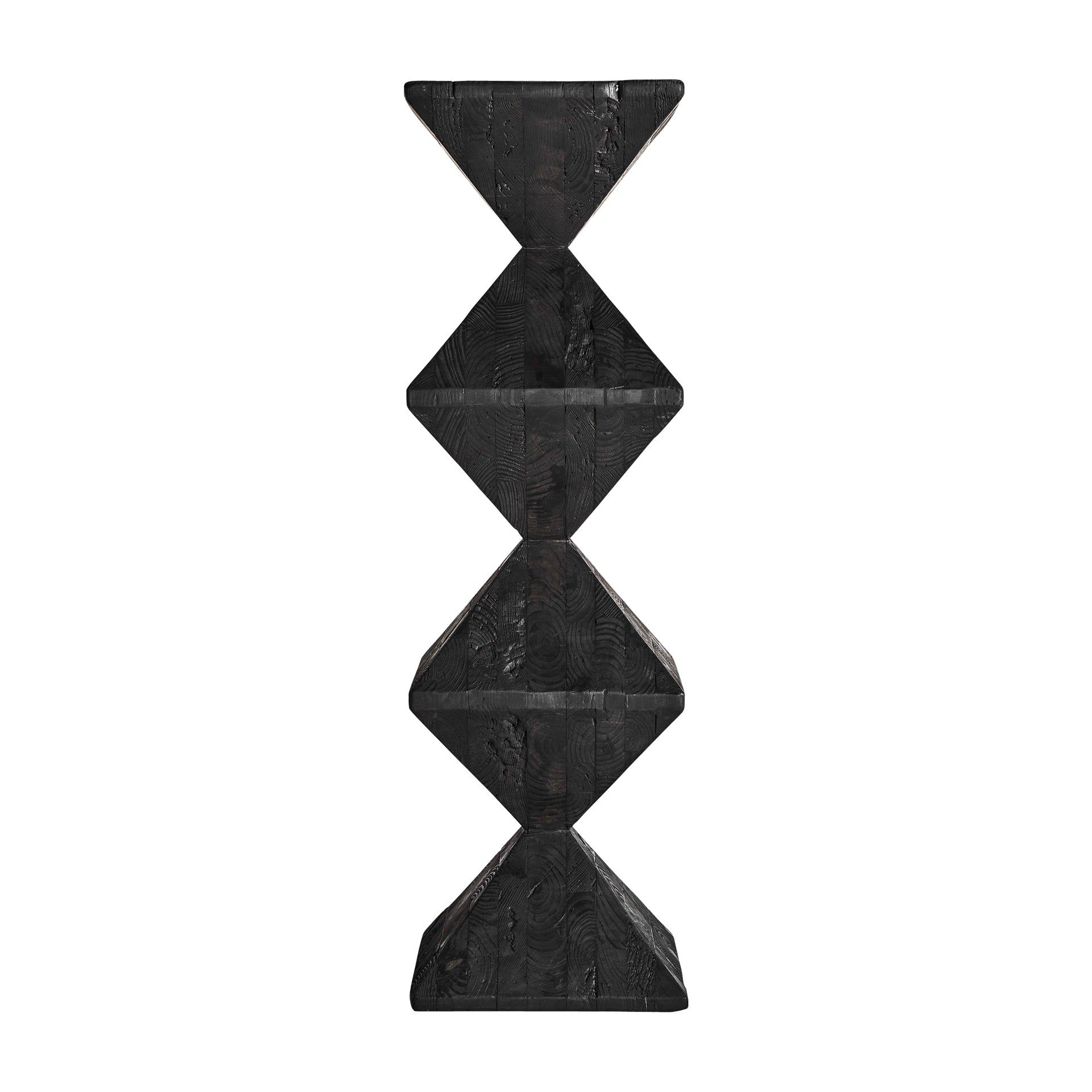 Vievy Art Deco Pedestal - Recycled Pine Wood Black
