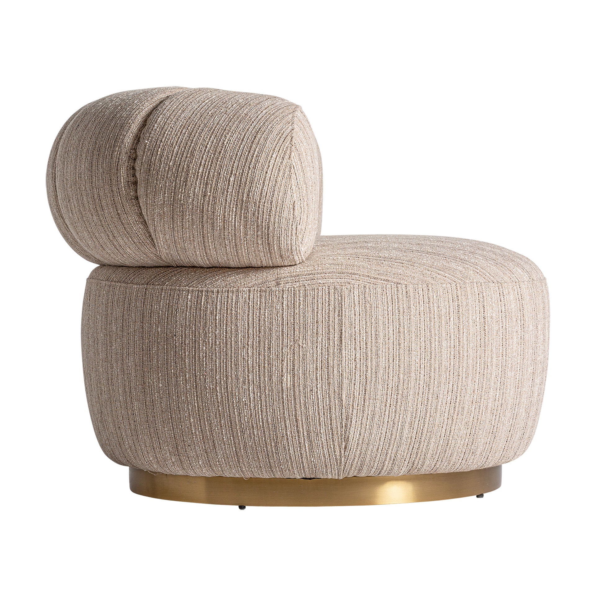 Hofsos Art Deco Armchair - Pine Wood Gold Steel & Beige Polyester