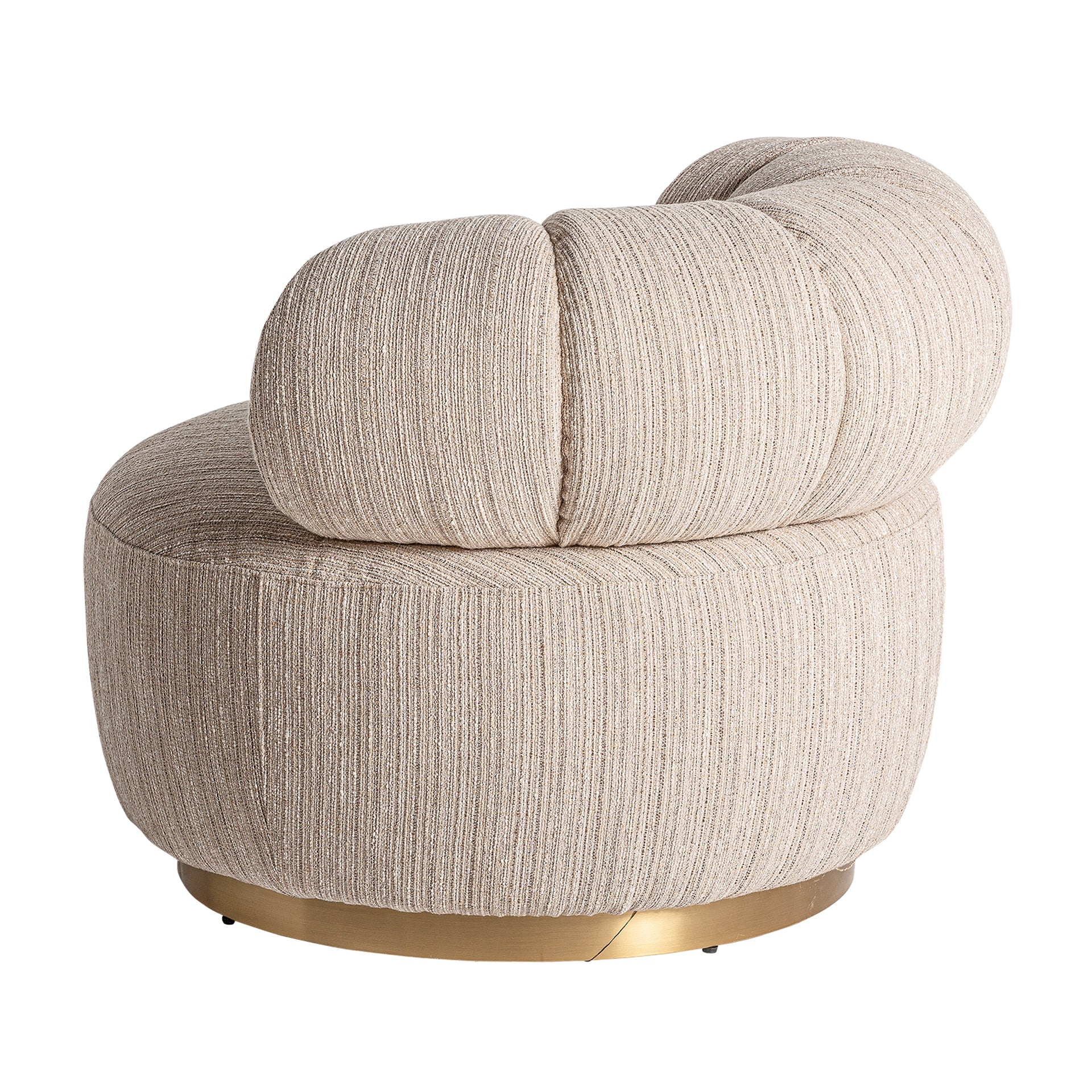 Hofsos Art Deco Armchair - Pine Wood Gold Steel & Beige Polyester