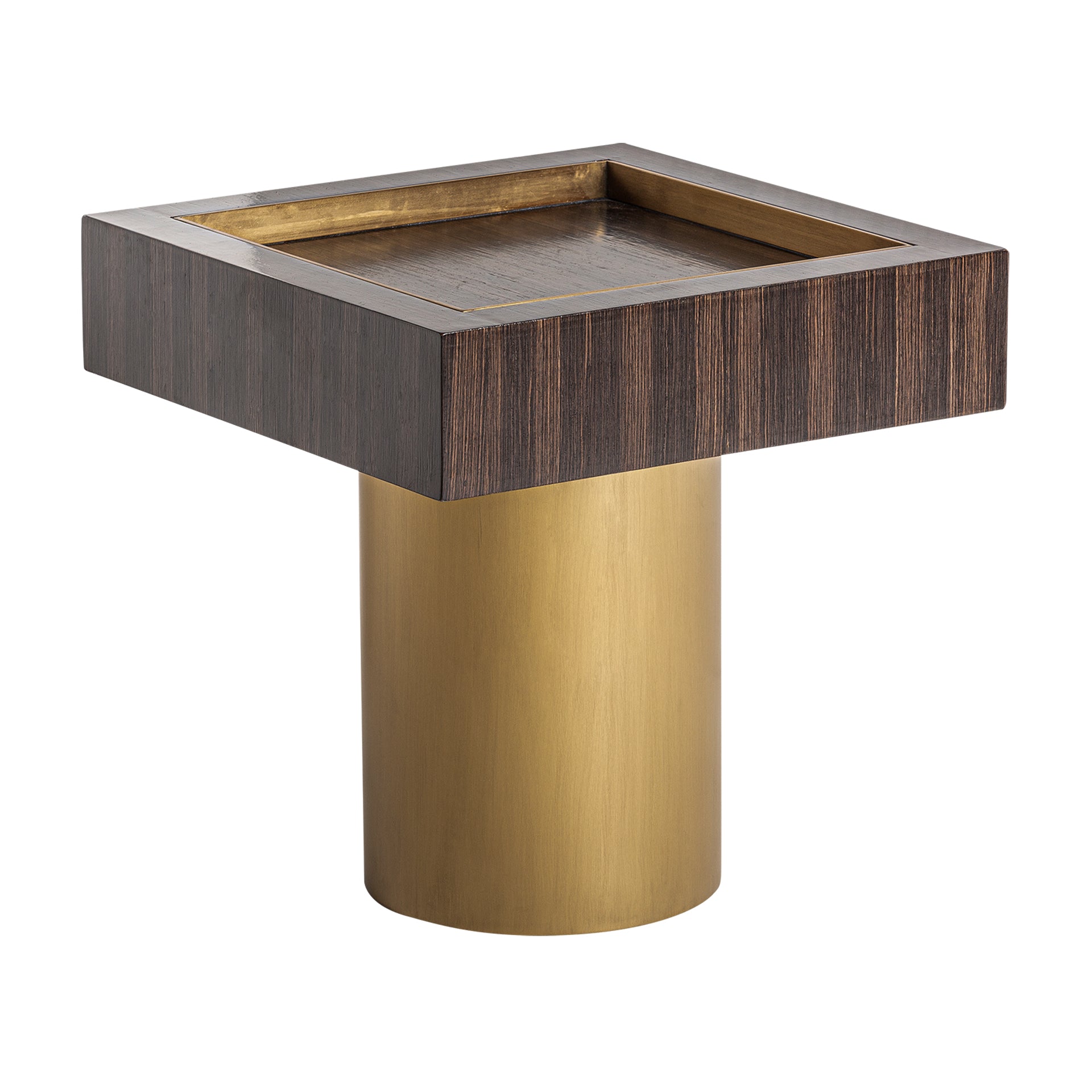 CHEB Art Deco Side Table - Pine Wood & Gold Steel
