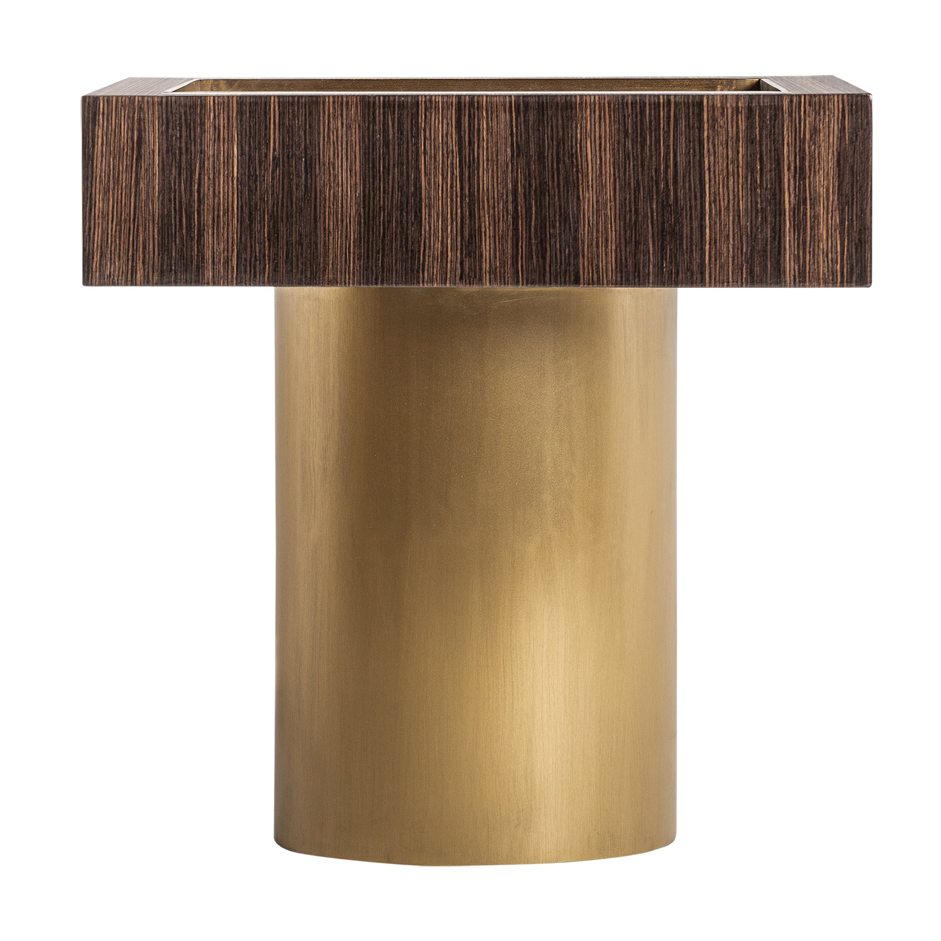 CHEB Art Deco Side Table - Pine Wood & Gold Steel