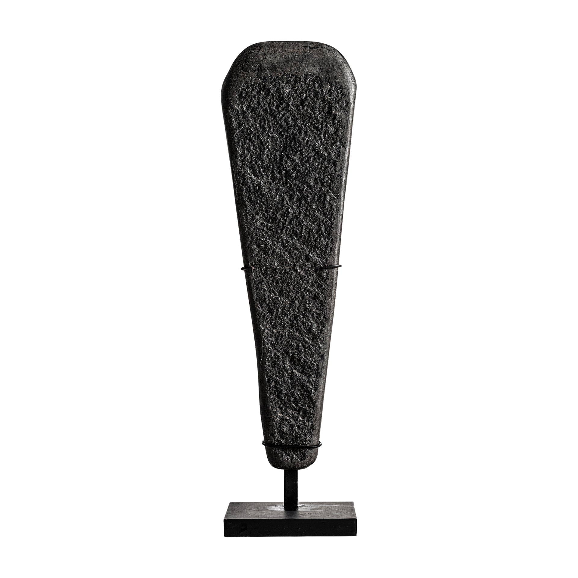 Ethnic Stone Sculpture - Black Stone & Iron Decorative Figure
