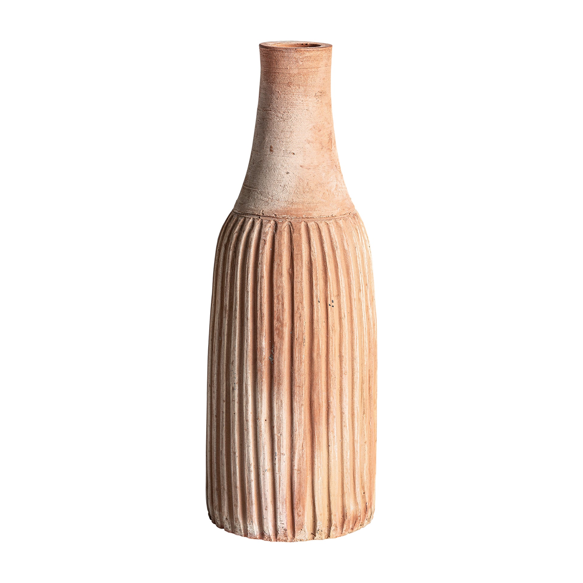 Contemporary Clay Vase – Light Brown Distressed Finish