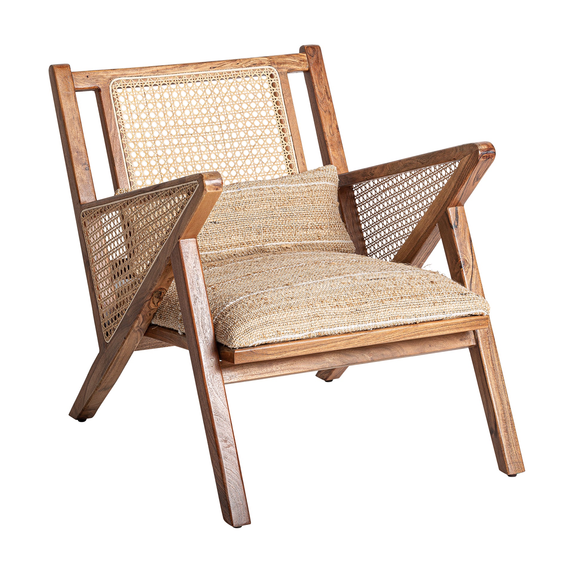 Hickory Armchair - Boho Mango Wood & Cotton Accent Chair