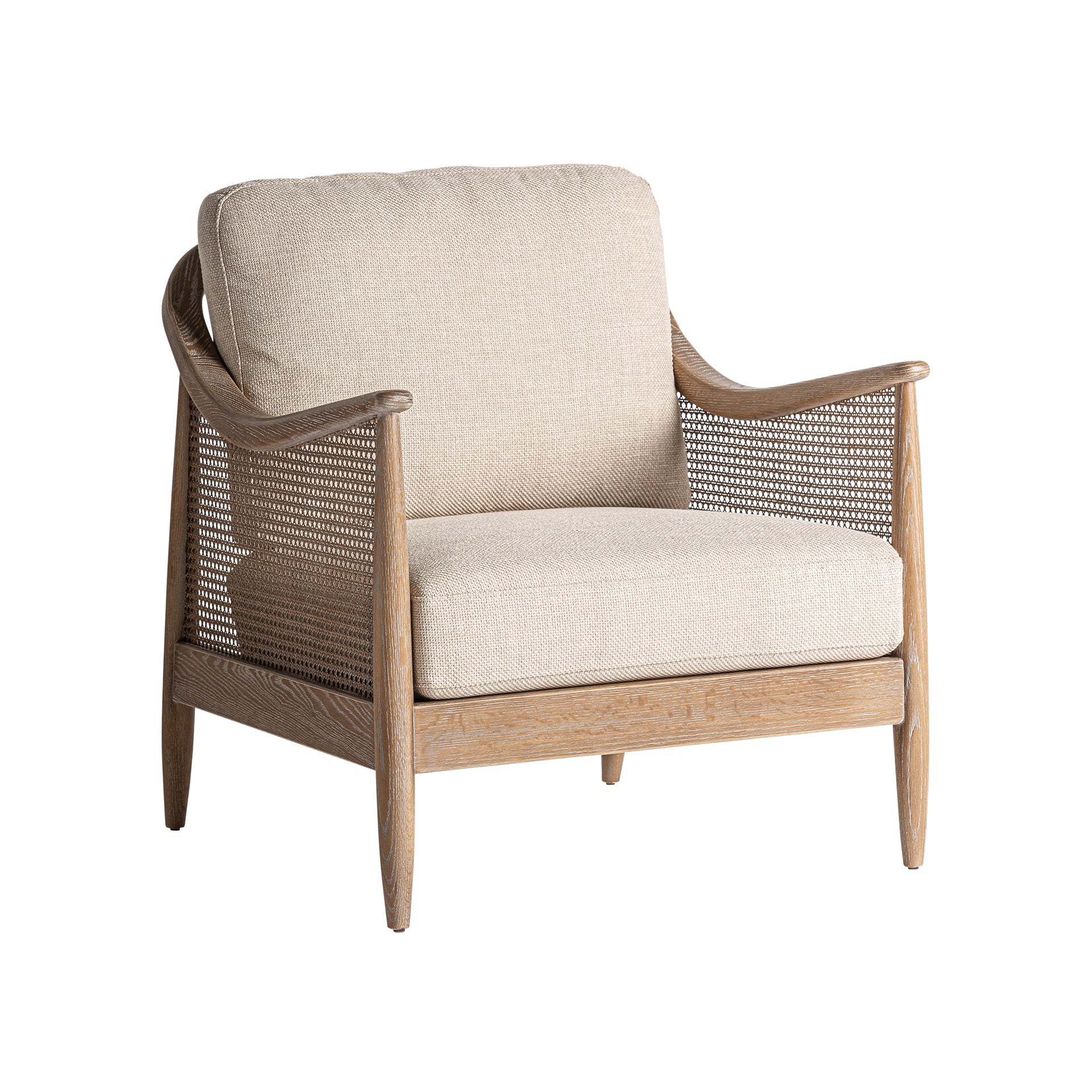 Bolzano Contemporary Armchair - Ash Wood & Beige Upholstery