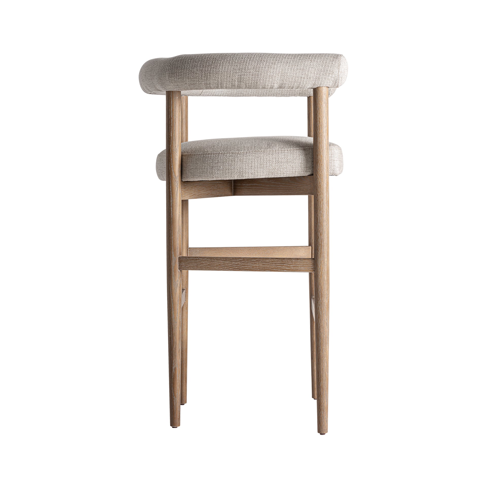 Contemporary Ash Wood Stool – Off White Upholstered Seat
