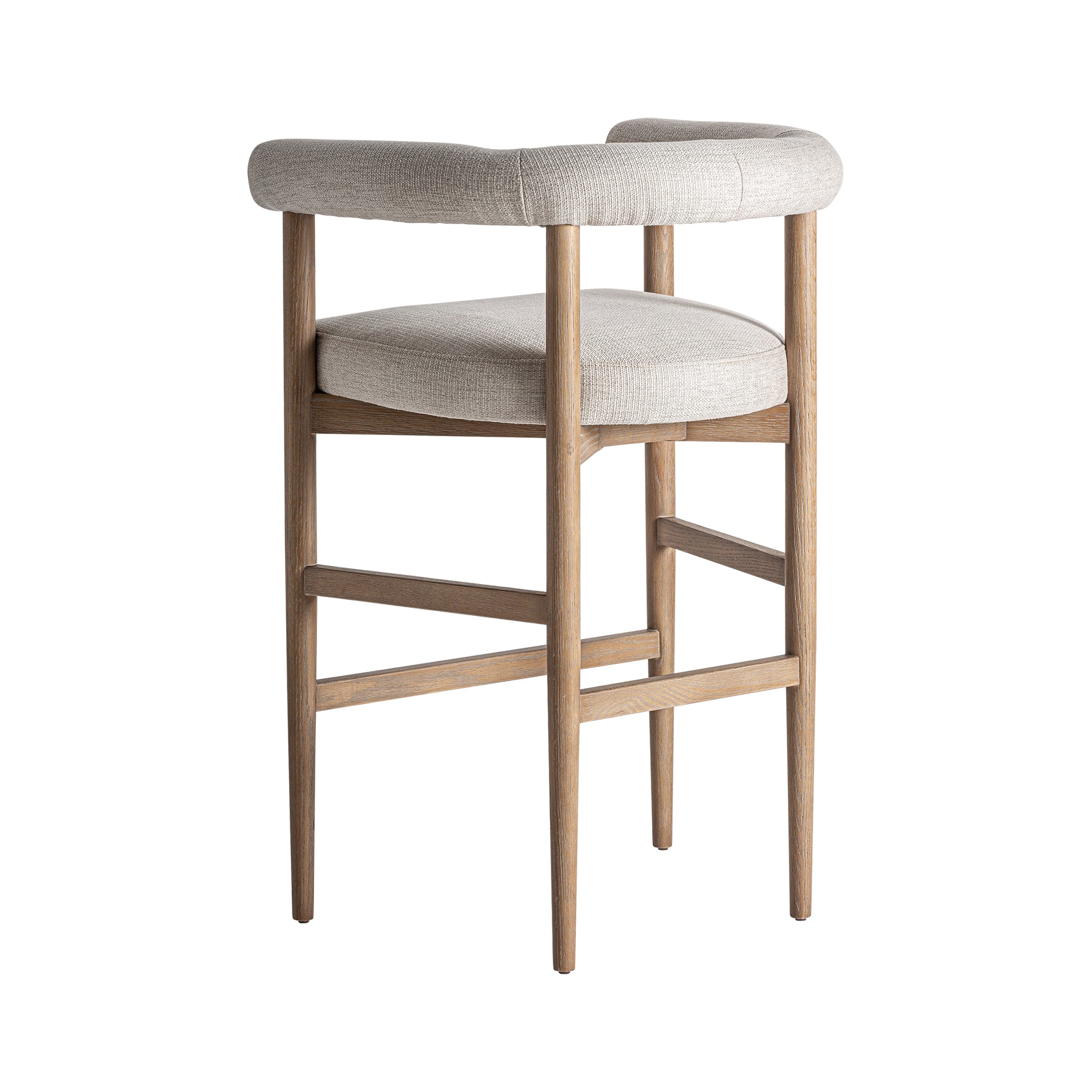 Contemporary Ash Wood Stool – Off White Upholstered Seat