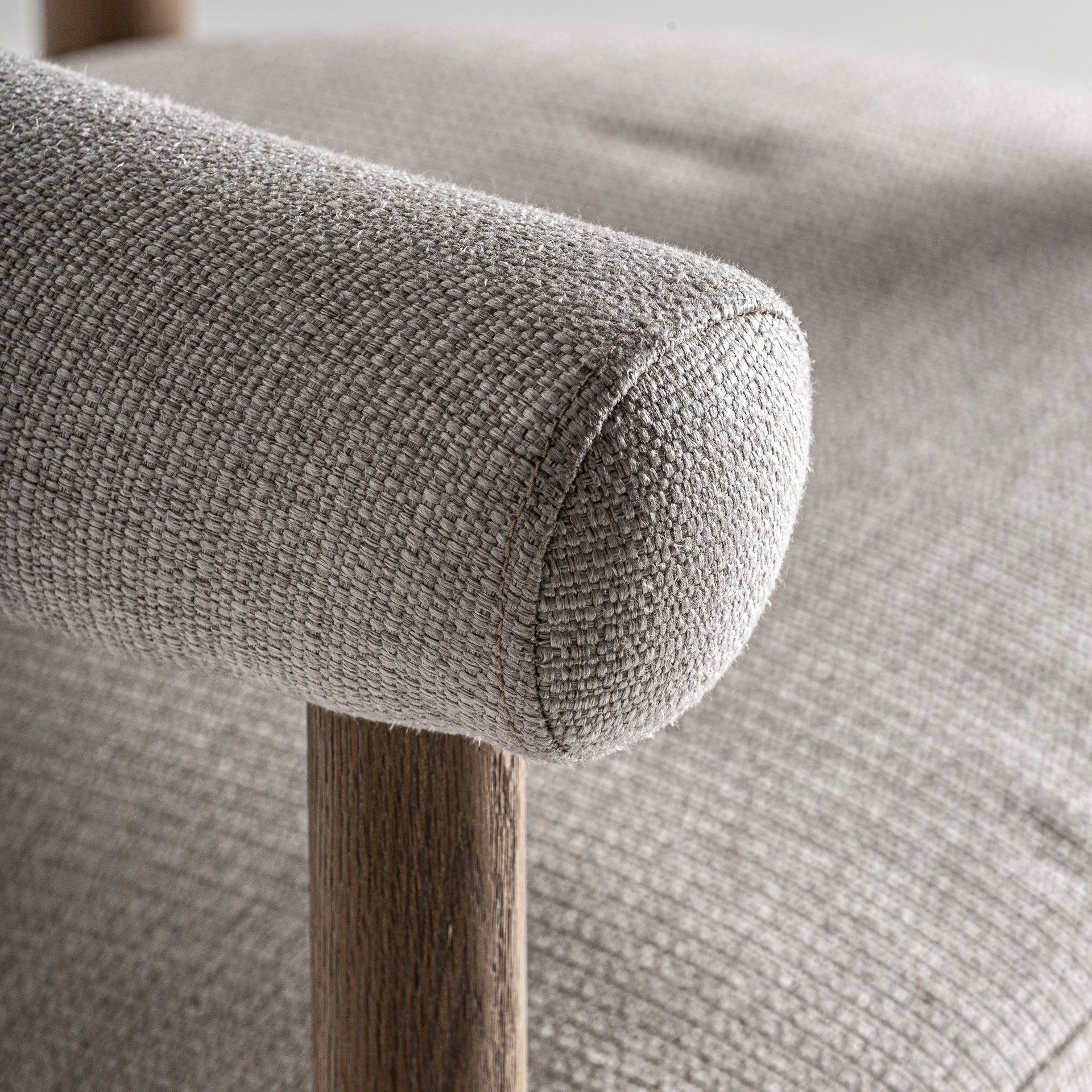 Contemporary Ash Wood Stool – Off White Upholstered Seat