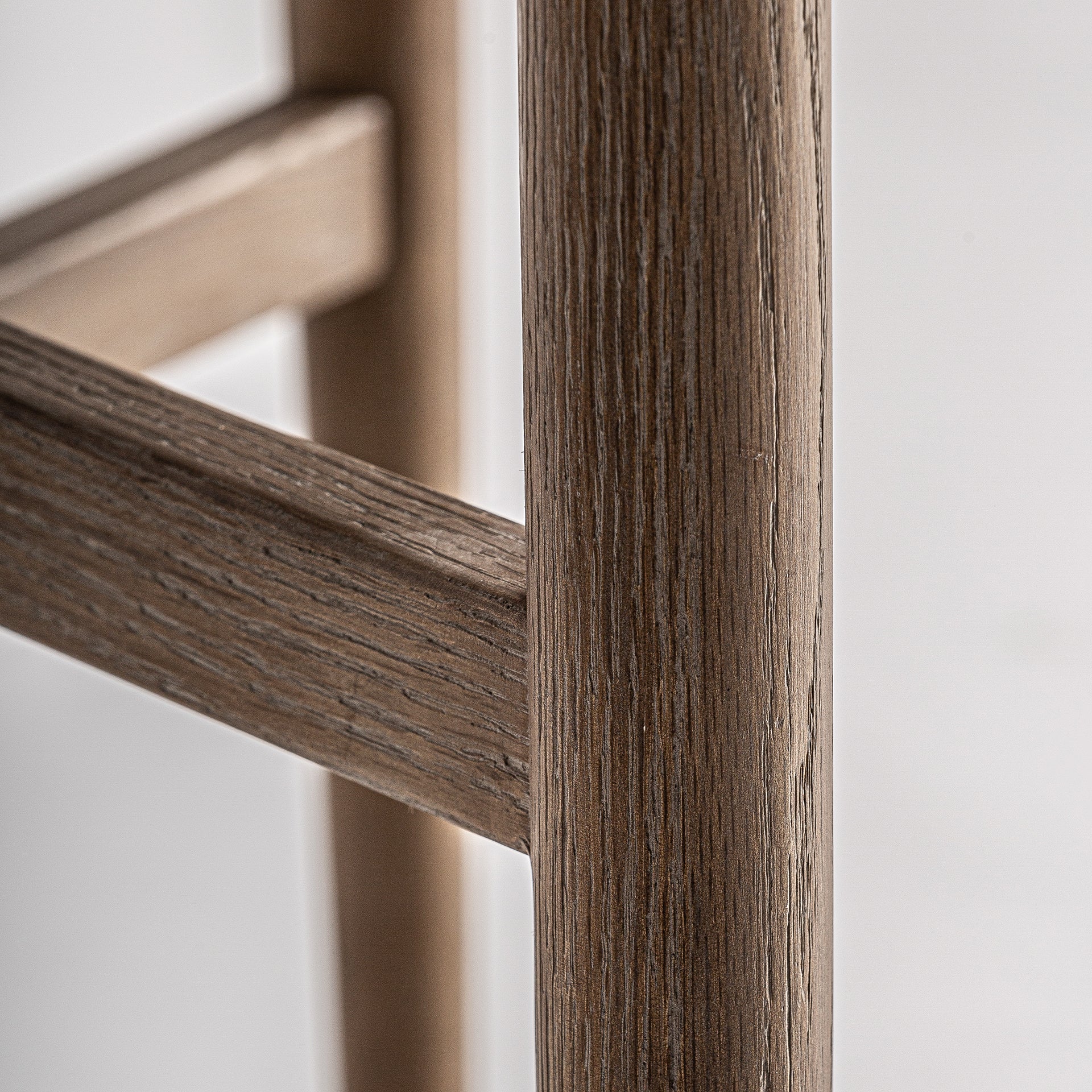 Contemporary Ash Wood Stool – Off White Upholstered Seat