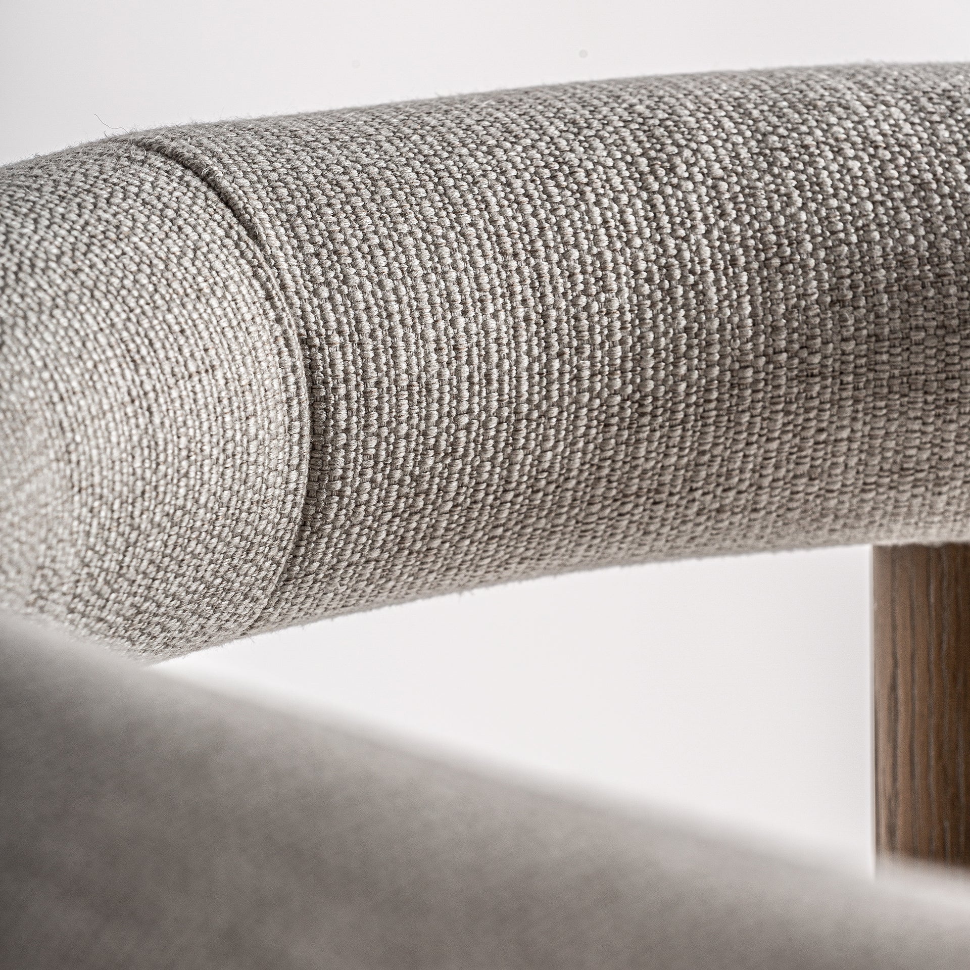 Contemporary Ash Wood Stool – Off White Upholstered Seat