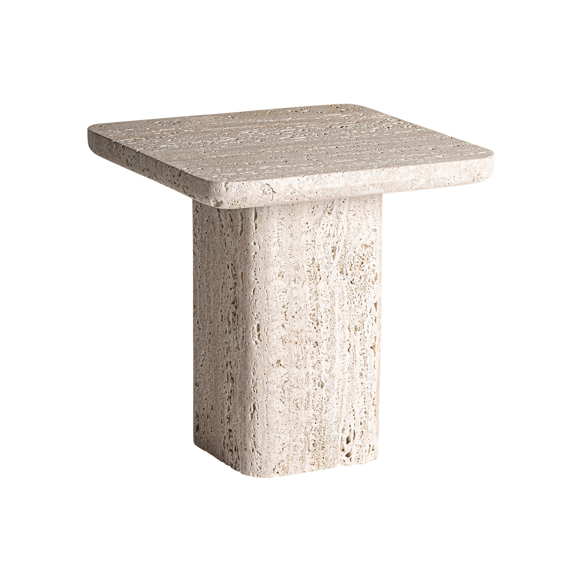 Theuville Art Deco Travertine Side Table