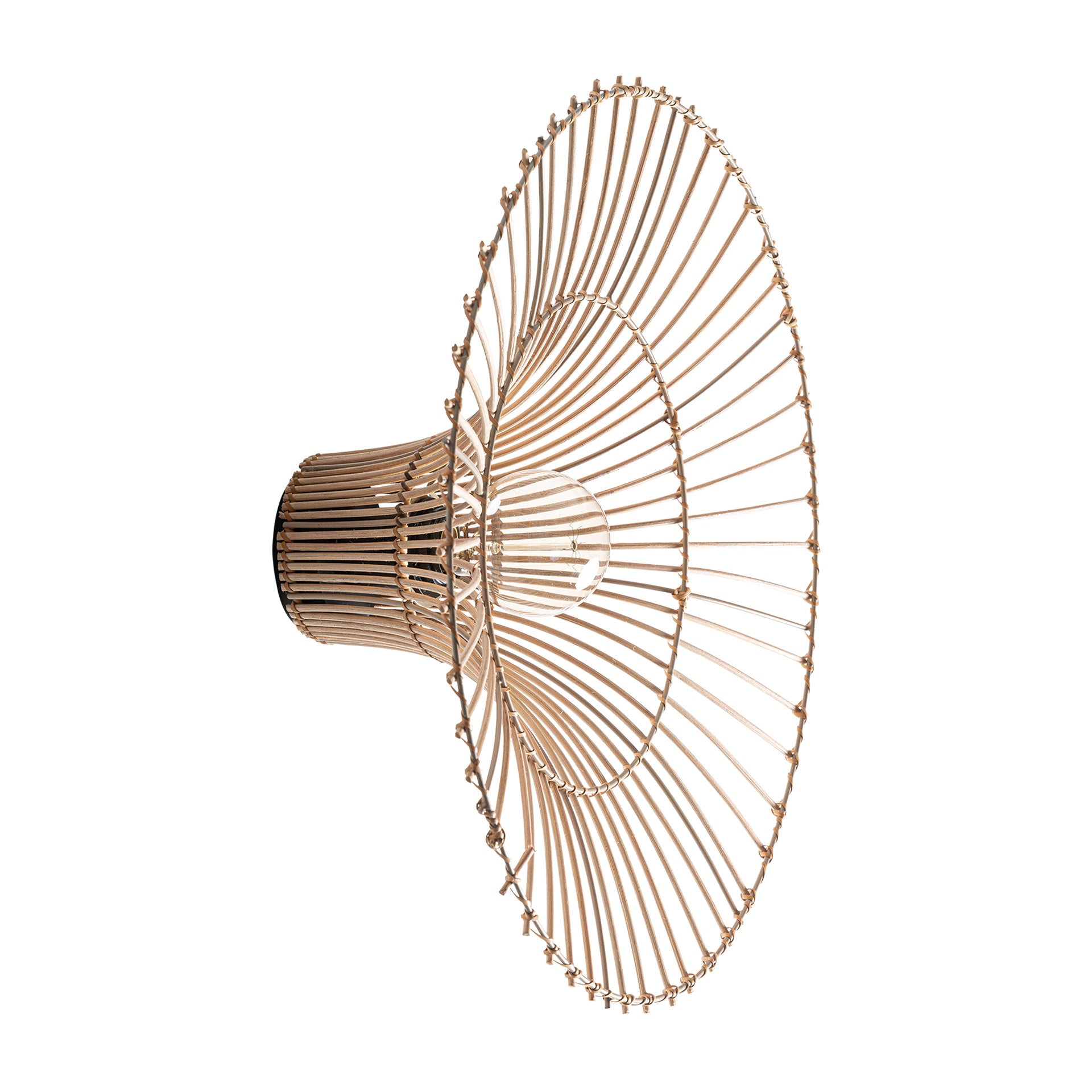 Art Deco Wall Lamp - Gold Iron & Rattan Sconce